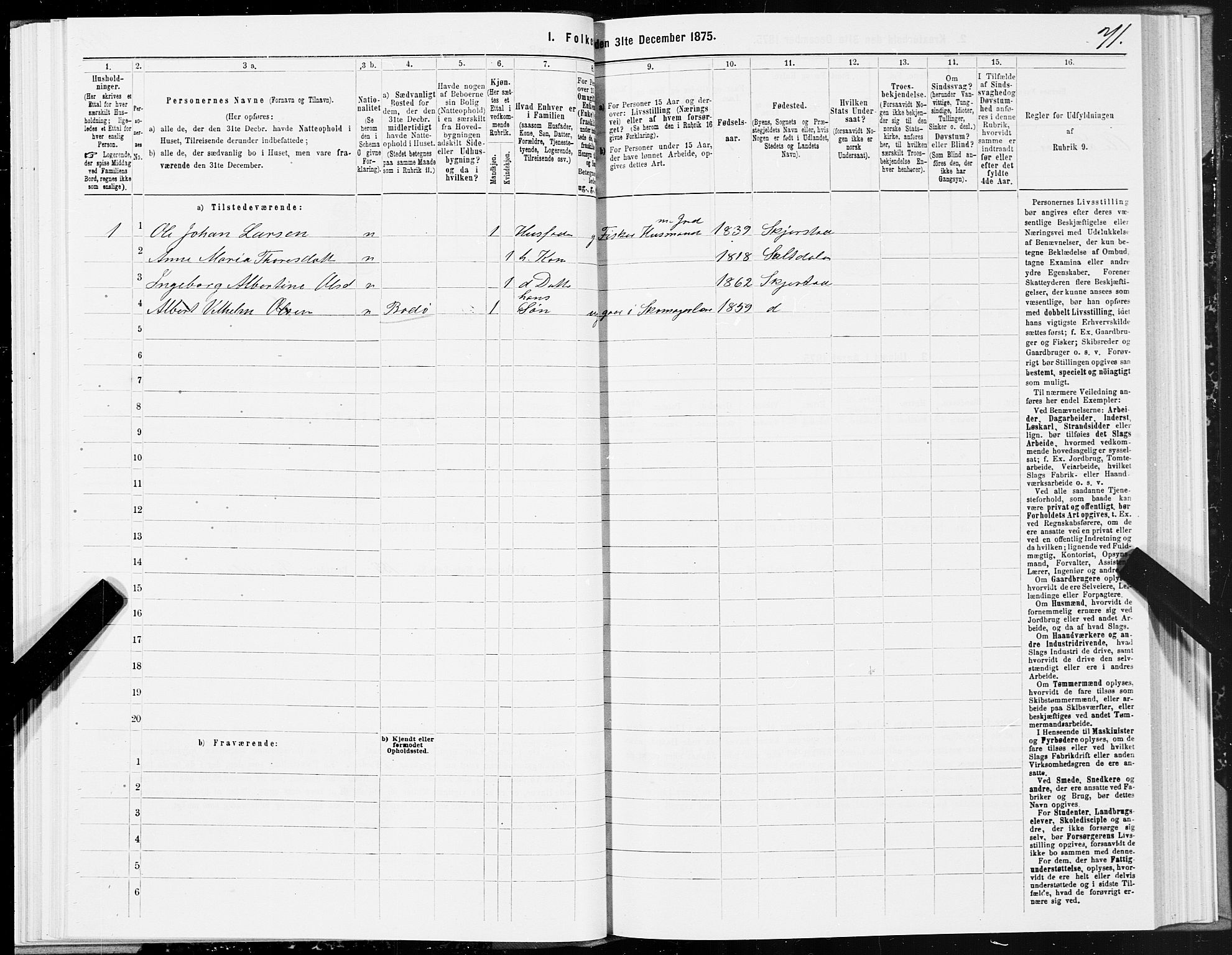 SAT, 1875 census for 1842P Skjerstad, 1875, p. 3071