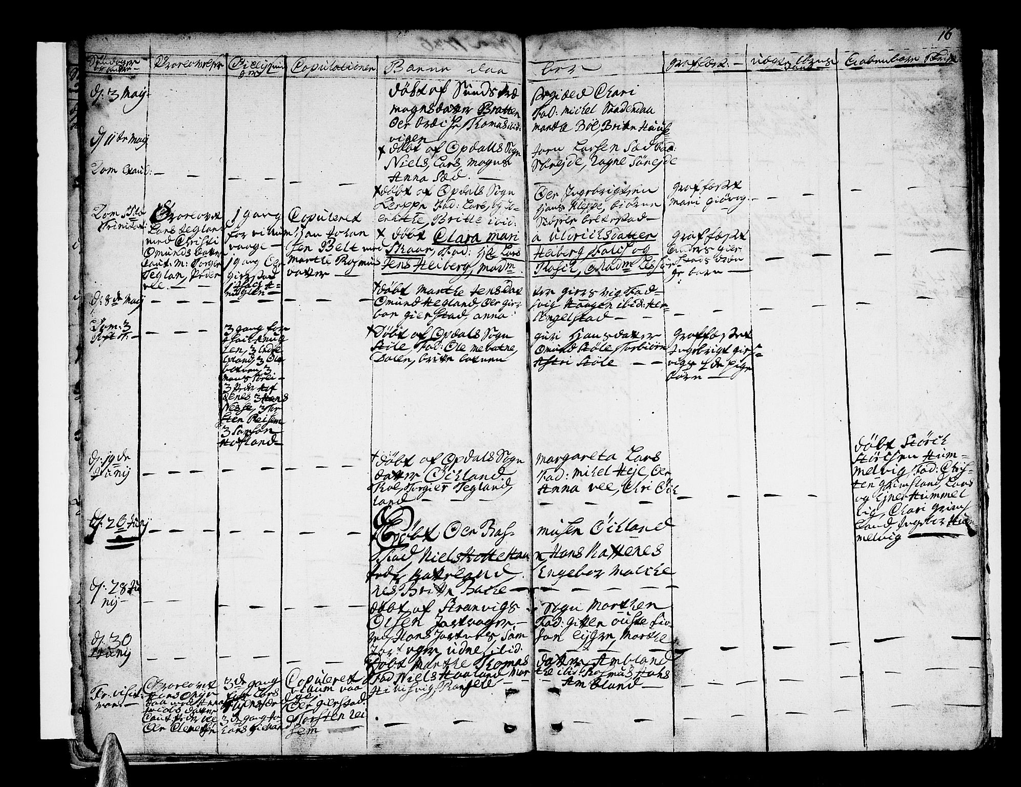 Tysnes sokneprestembete, AV/SAB-A-78601/H/Haa: Parish register (official) no. A 2 /1, 1732-1804, p. 16