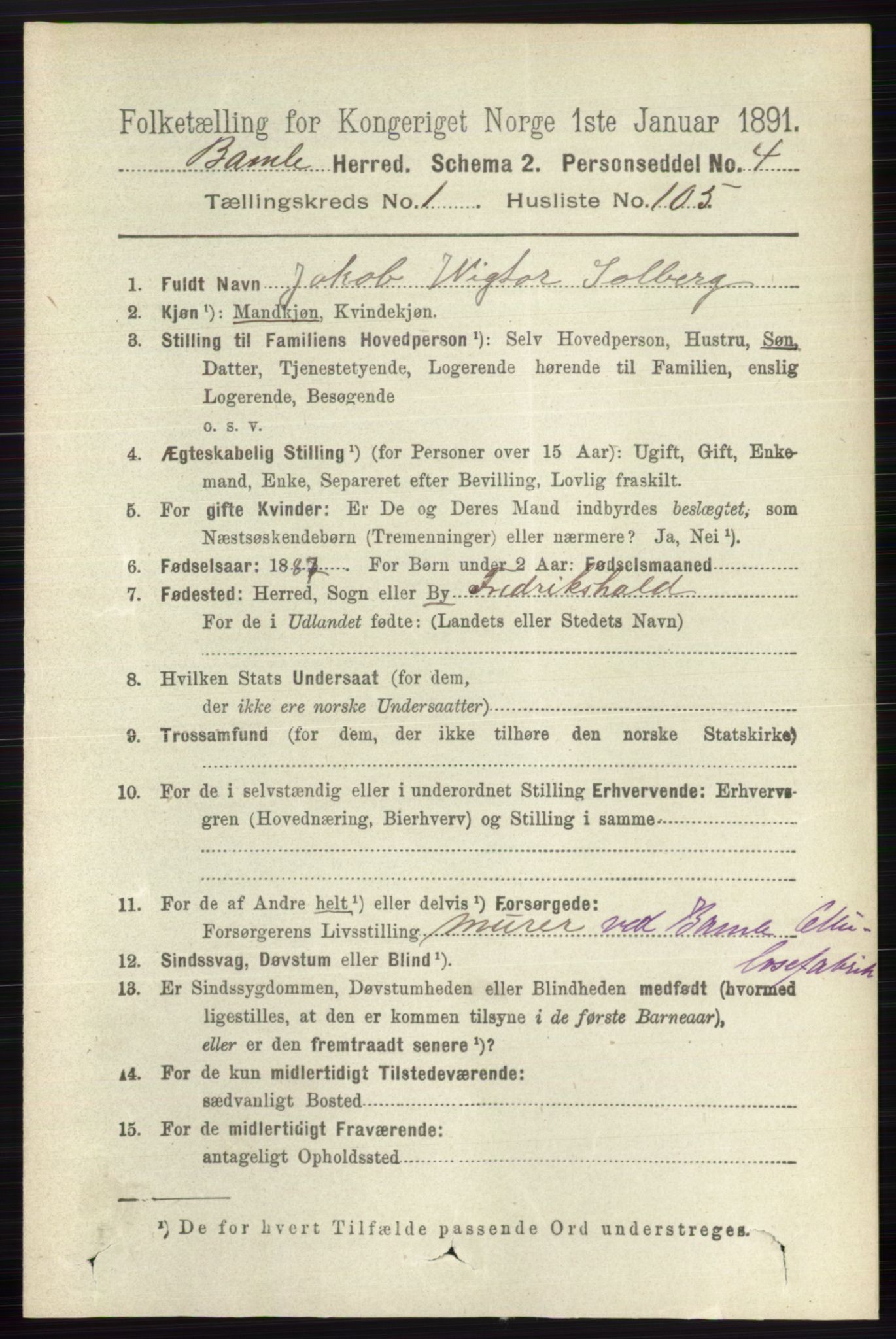 RA, 1891 census for 0814 Bamble, 1891, p. 935