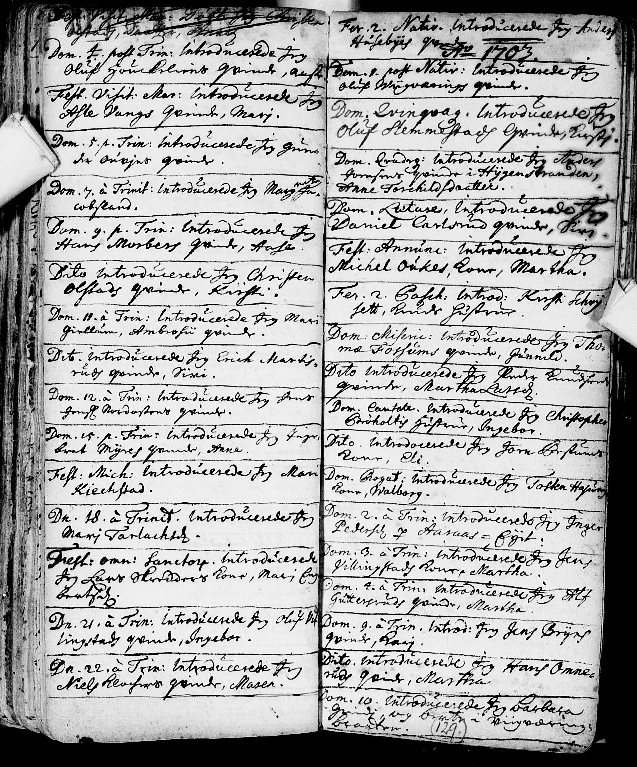 Røyken kirkebøker, SAKO/A-241/F/Fa/L0001: Parish register (official) no. 1, 1701-1730, p. 129