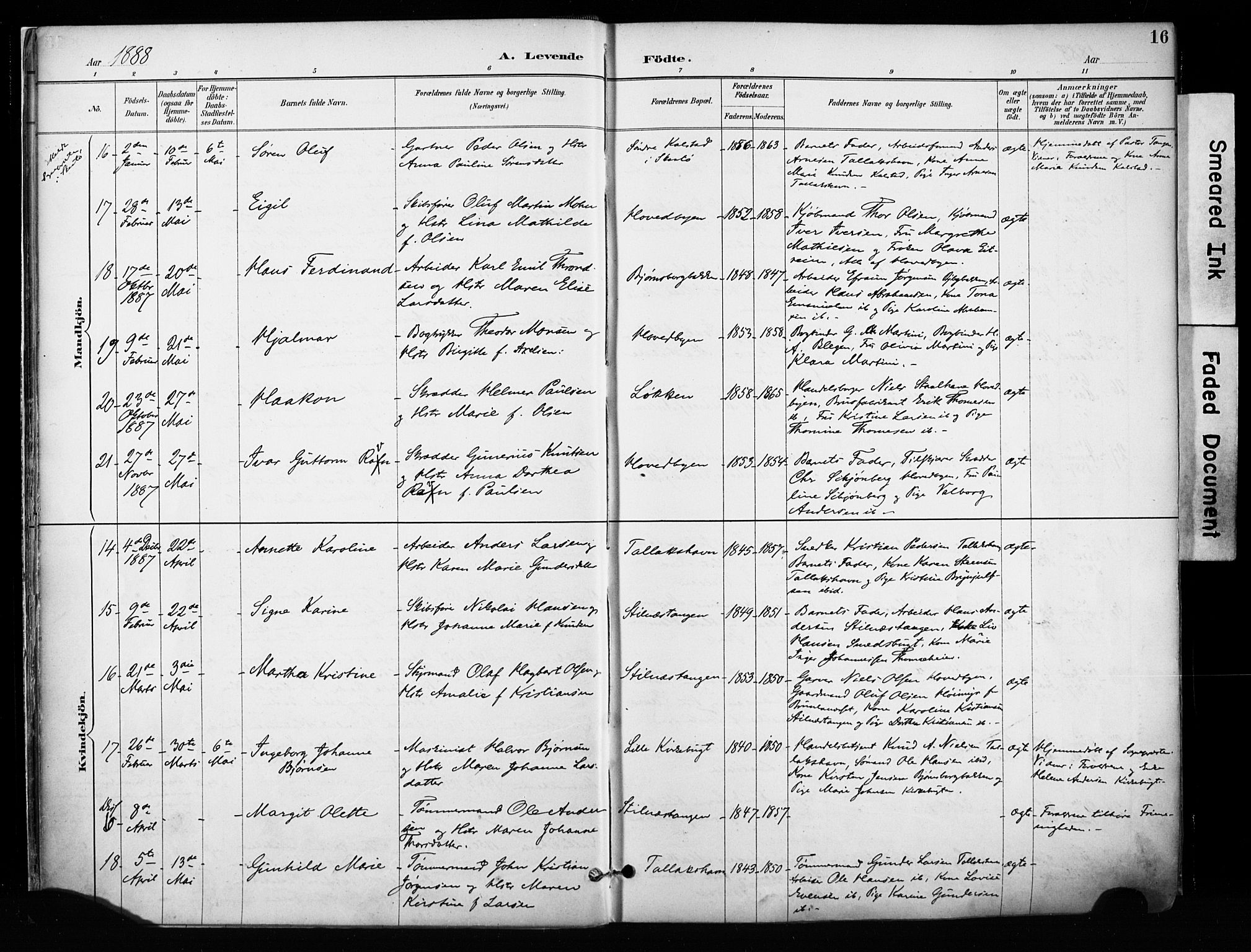 Kragerø kirkebøker, SAKO/A-278/F/Fa/L0013: Parish register (official) no. 13, 1887-1915, p. 16