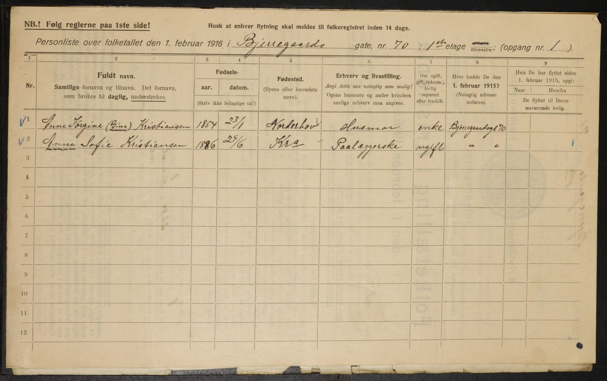 OBA, Municipal Census 1916 for Kristiania, 1916, p. 6492