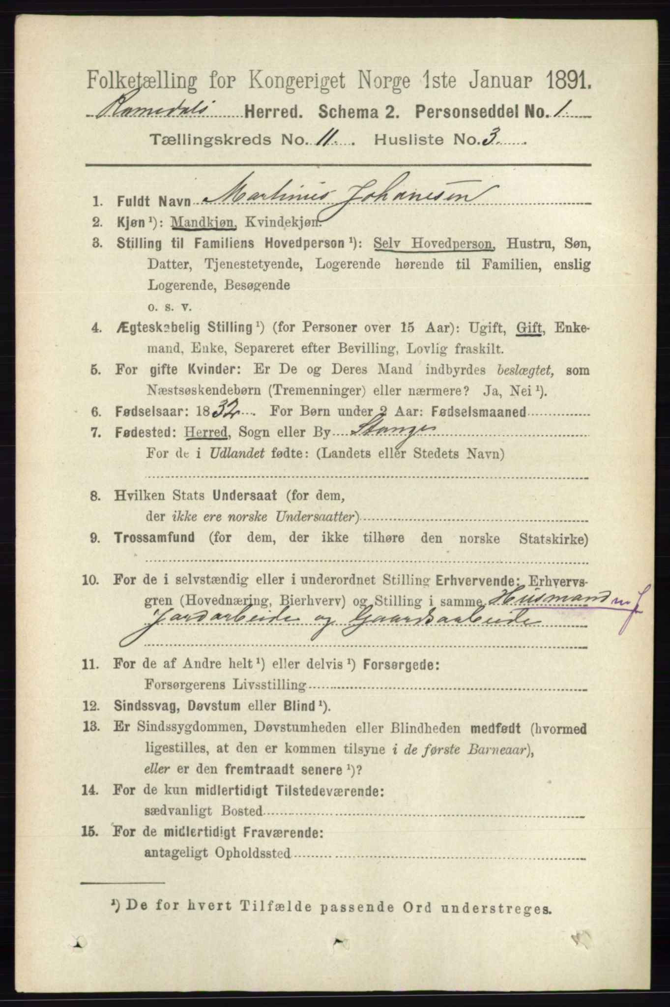 RA, 1891 census for 0416 Romedal, 1891, p. 5408