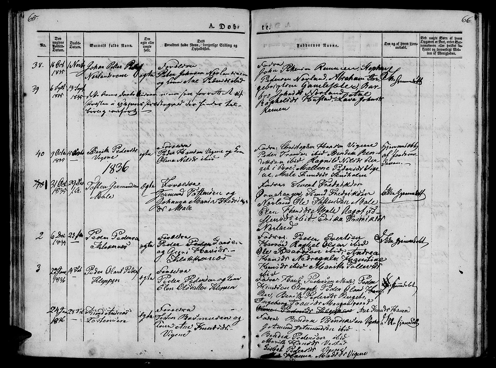 Ministerialprotokoller, klokkerbøker og fødselsregistre - Møre og Romsdal, AV/SAT-A-1454/566/L0765: Parish register (official) no. 566A04, 1829-1841, p. 65-66