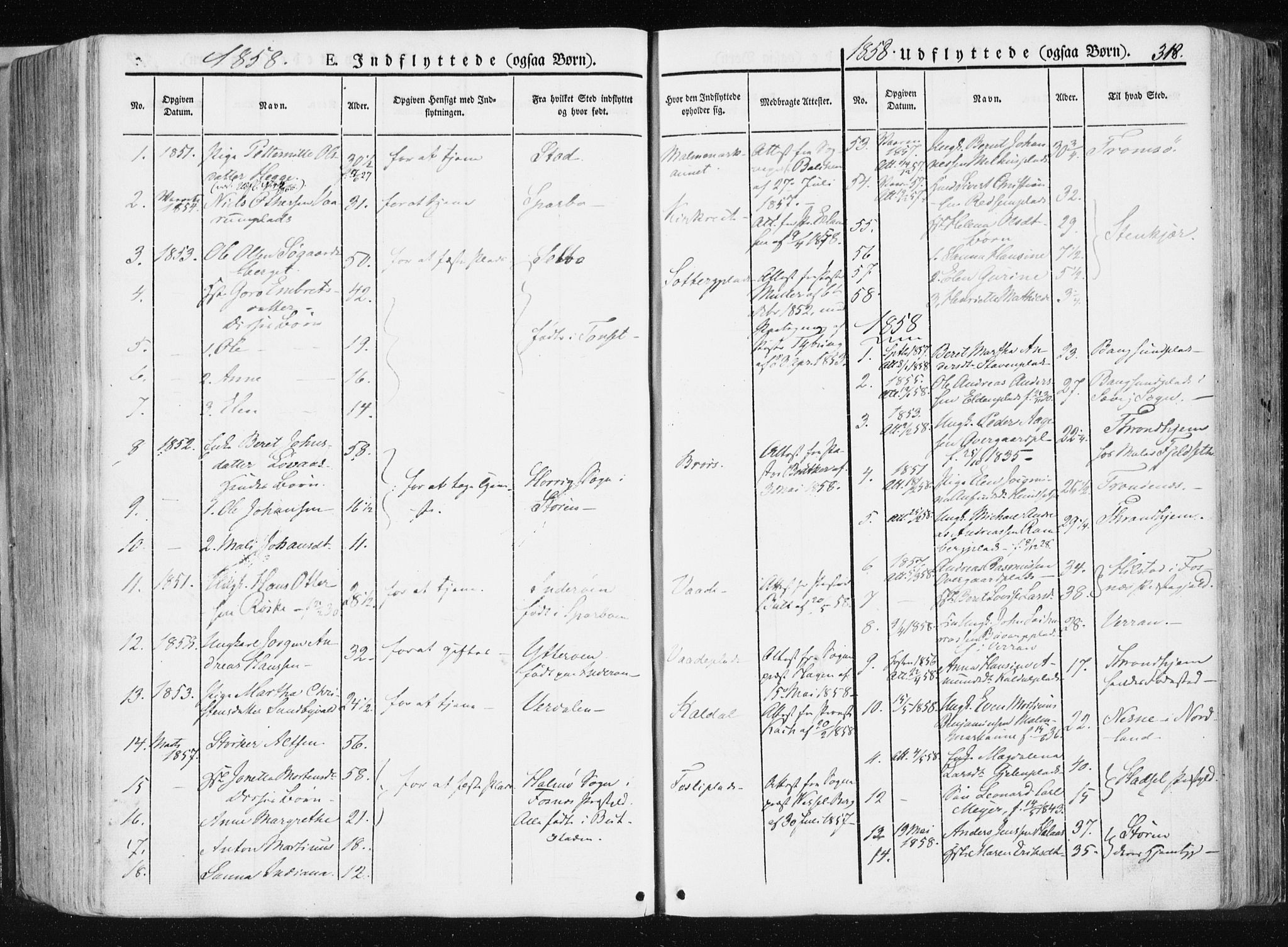 Ministerialprotokoller, klokkerbøker og fødselsregistre - Nord-Trøndelag, AV/SAT-A-1458/741/L0393: Parish register (official) no. 741A07, 1849-1863, p. 318