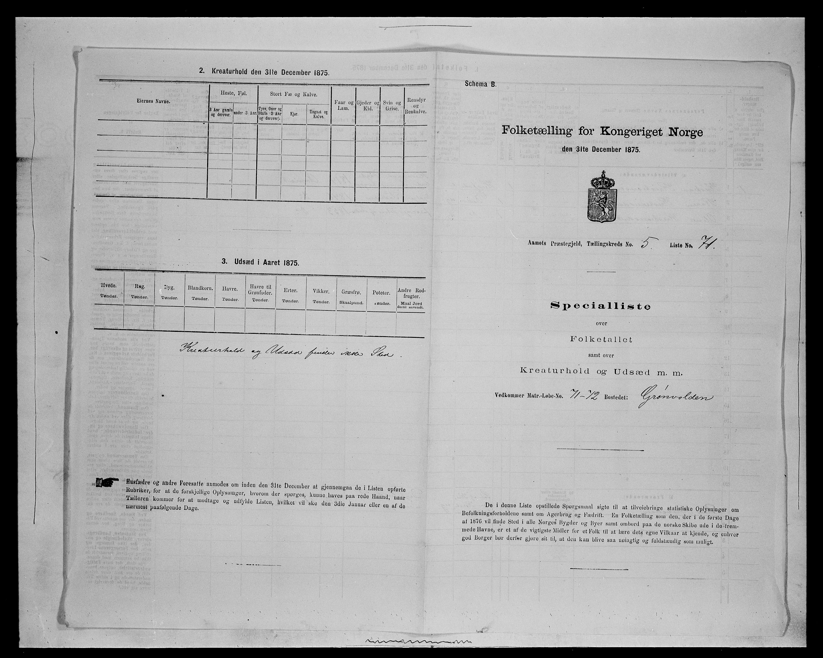 SAH, 1875 census for 0429P Åmot, 1875, p. 875