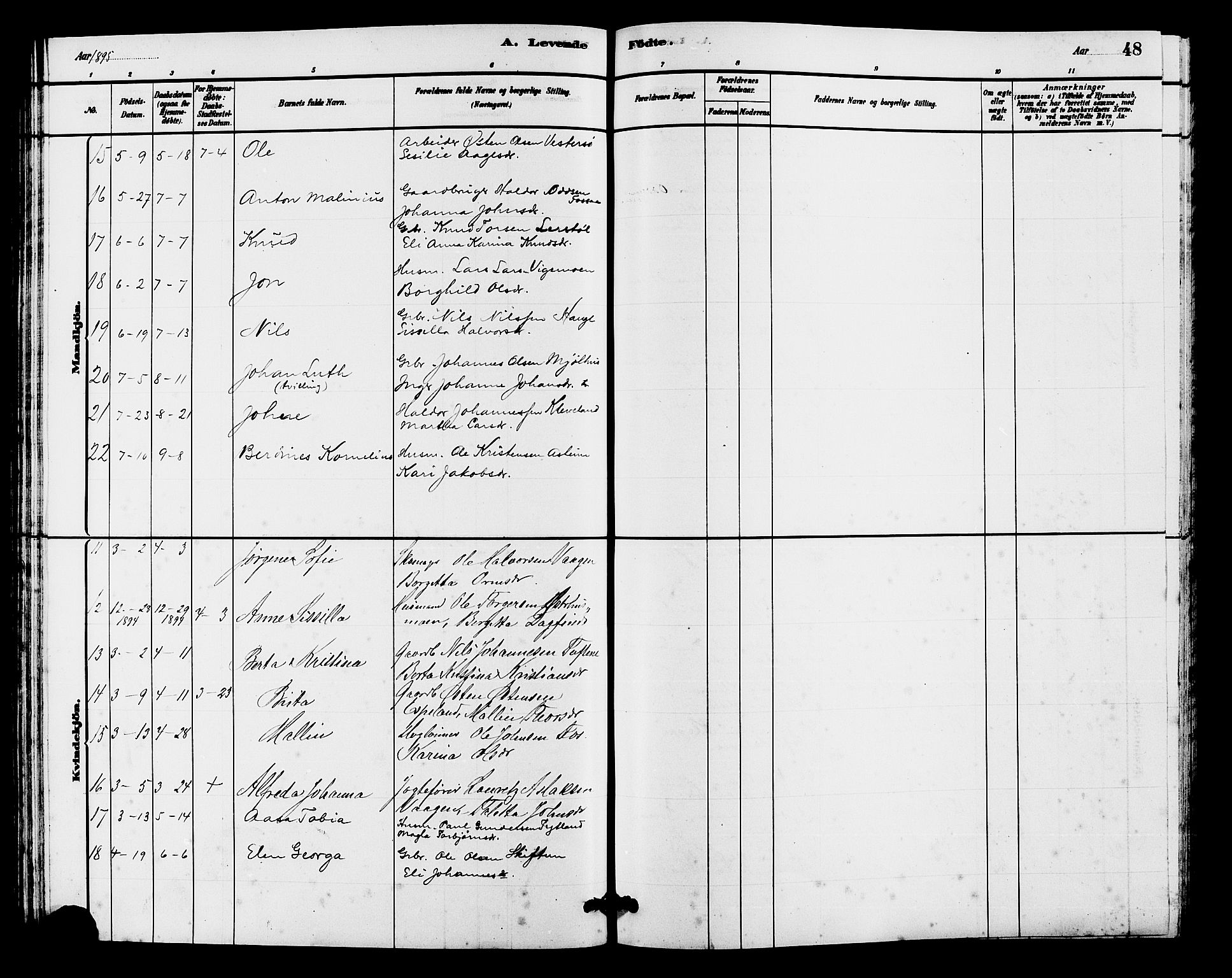 Hjelmeland sokneprestkontor, AV/SAST-A-101843/01/V/L0007: Parish register (copy) no. B 7, 1880-1909, p. 48