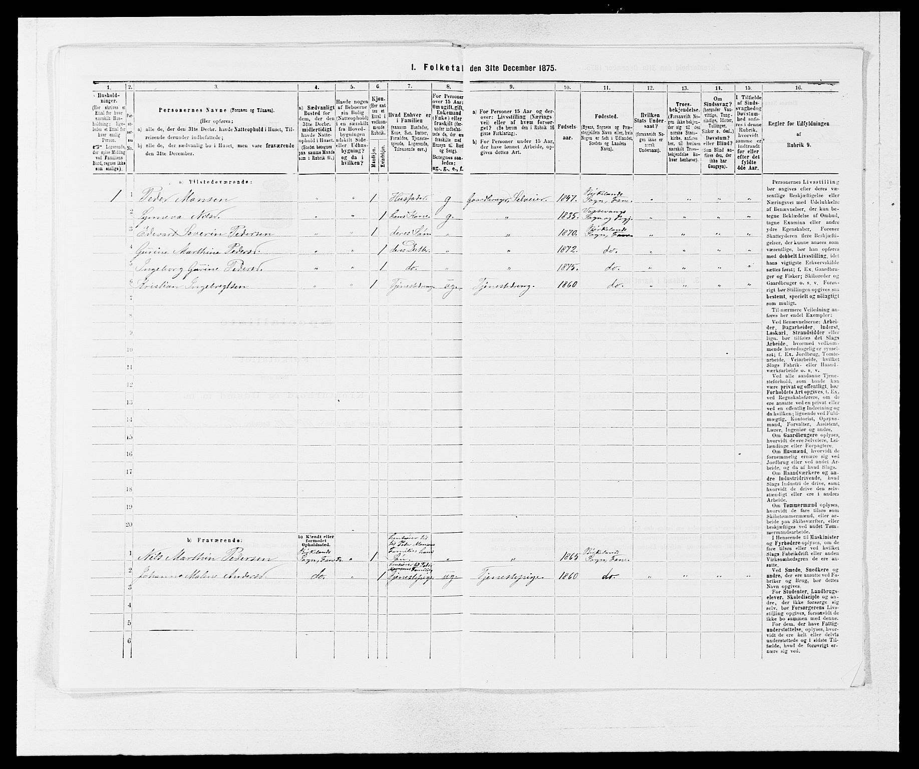 SAB, 1875 census for 1249P Fana, 1875, p. 665