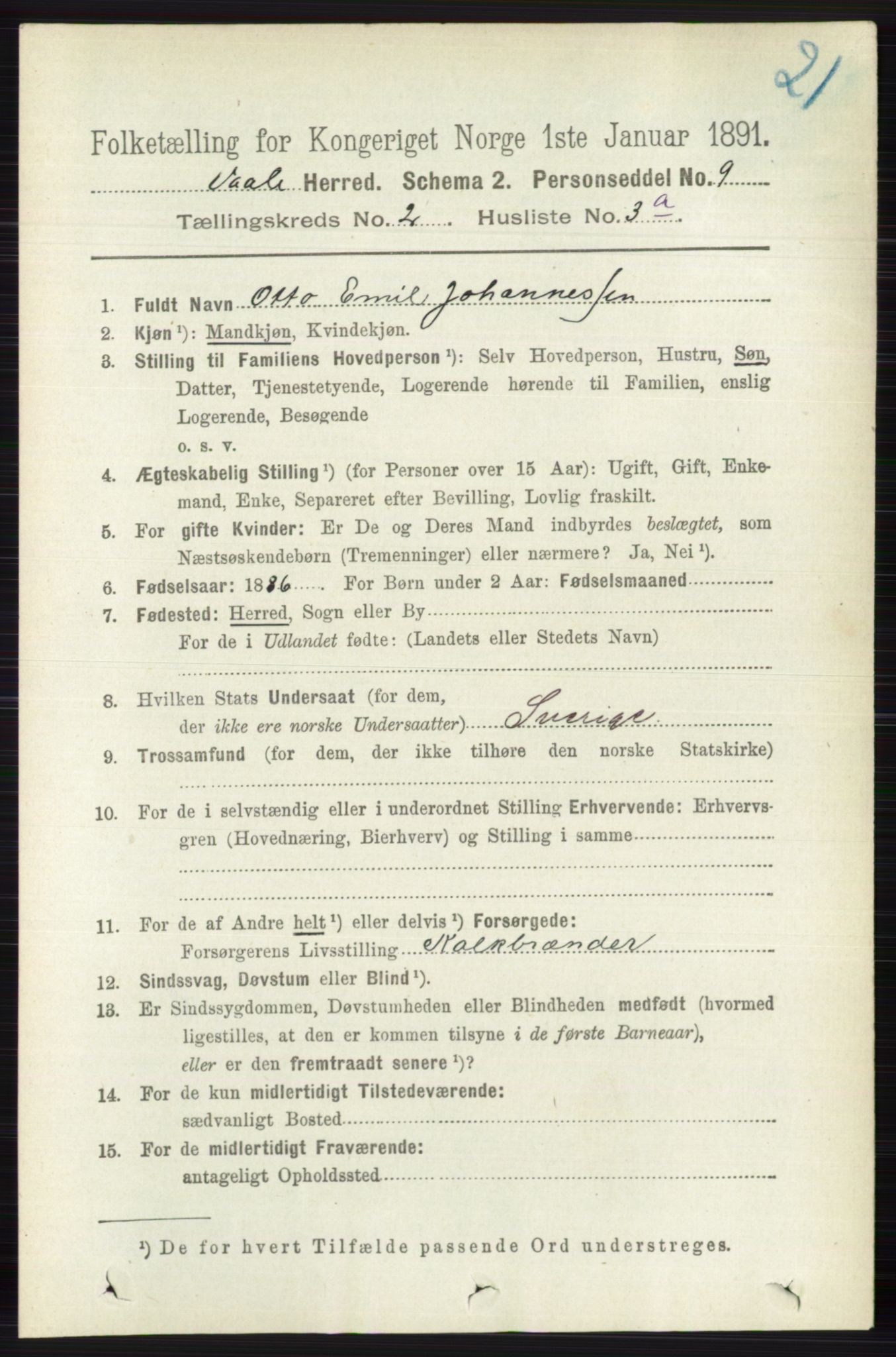 RA, 1891 census for 0716 Våle, 1891, p. 463