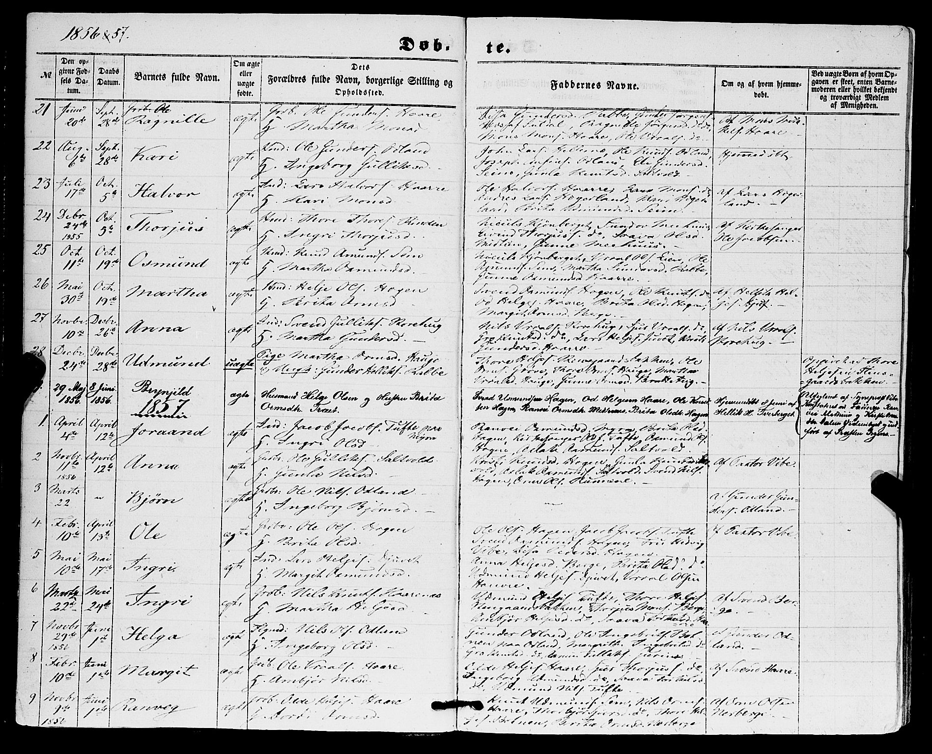 Røldal sokneprestembete, SAB/A-100247: Parish register (official) no. A 3, 1856-1870, p. 3