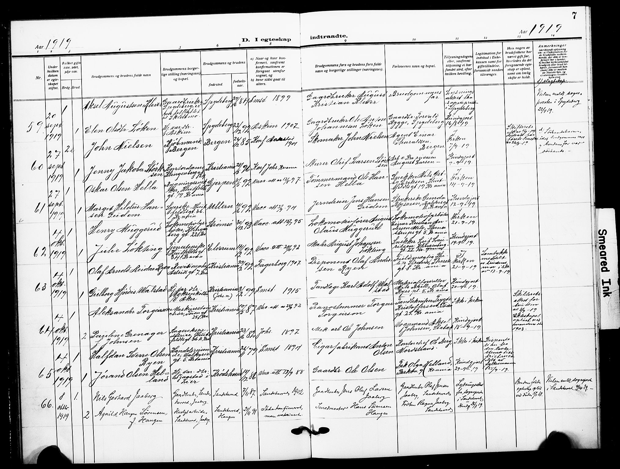 Johannes prestekontor Kirkebøker, AV/SAO-A-10852/F/Fa/L0013: Parish register (official) no. 13, 1919-1930, p. 7