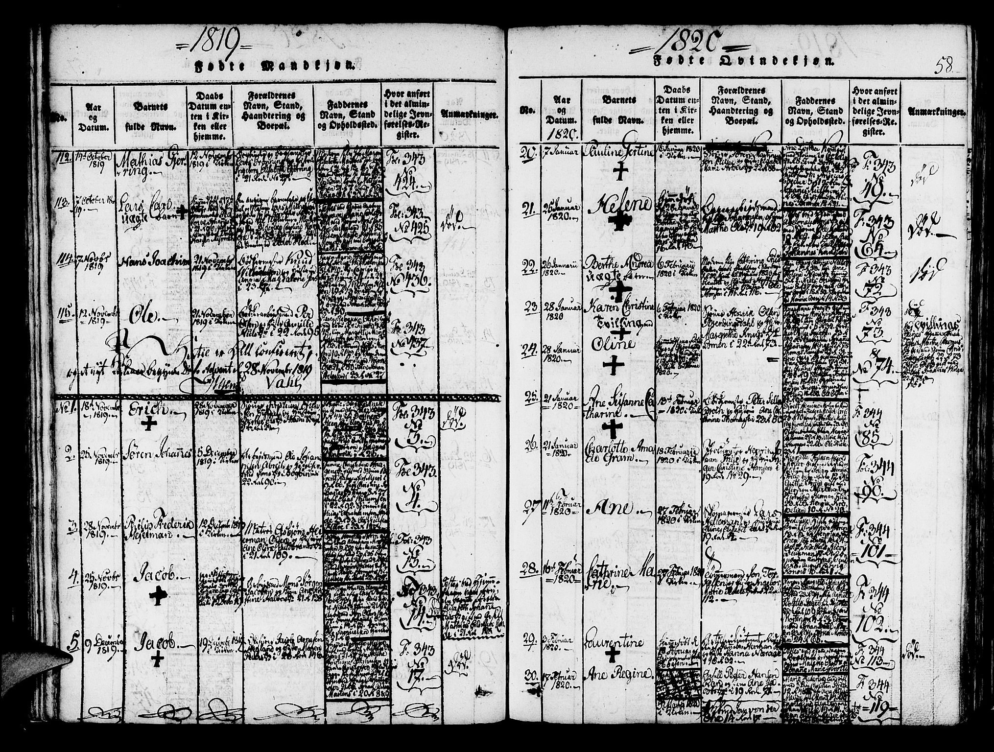 Korskirken sokneprestembete, AV/SAB-A-76101/H/Haa/L0013: Parish register (official) no. A 13, 1815-1822, p. 58