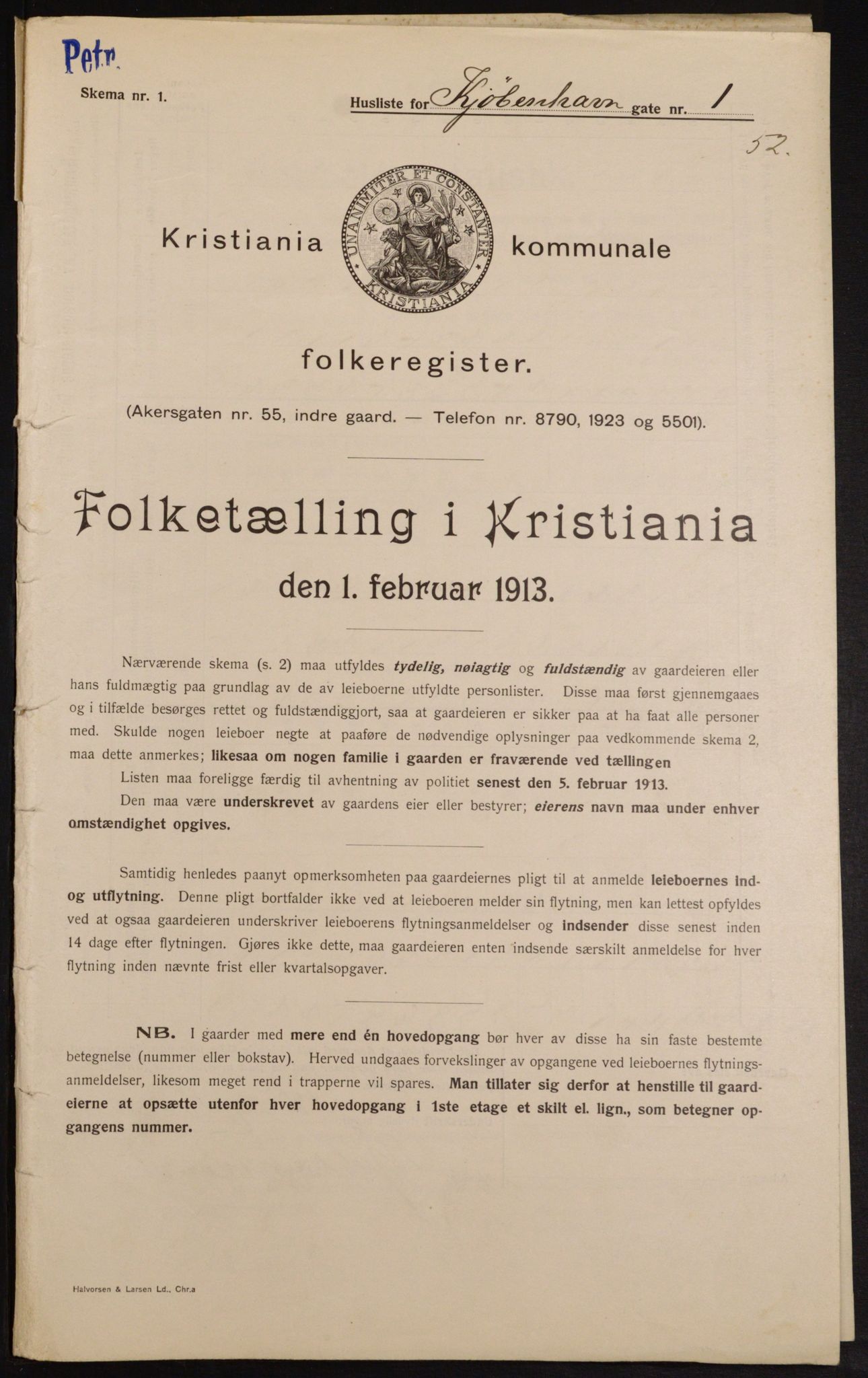 OBA, Municipal Census 1913 for Kristiania, 1913, p. 54717