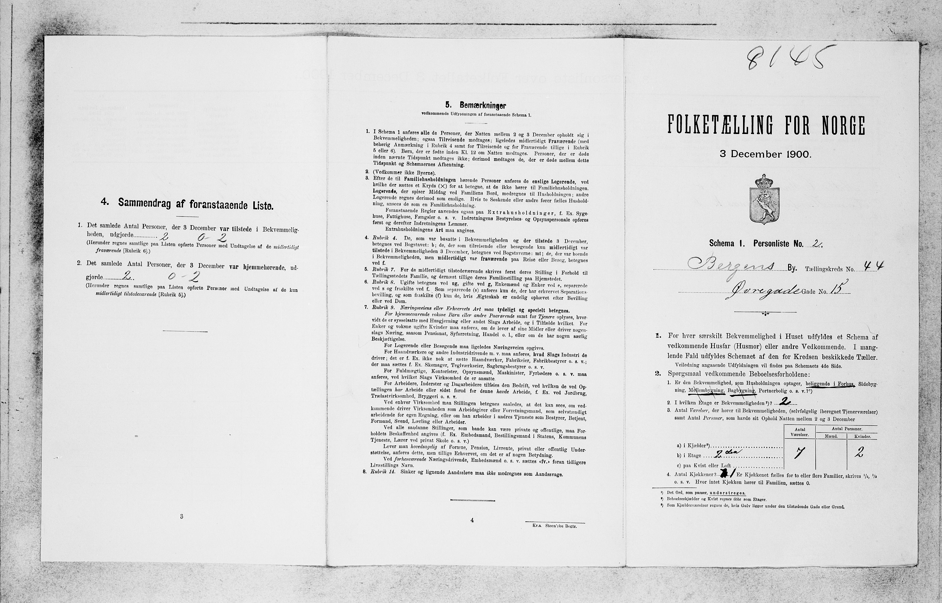 SAB, 1900 census for Bergen, 1900, p. 8215