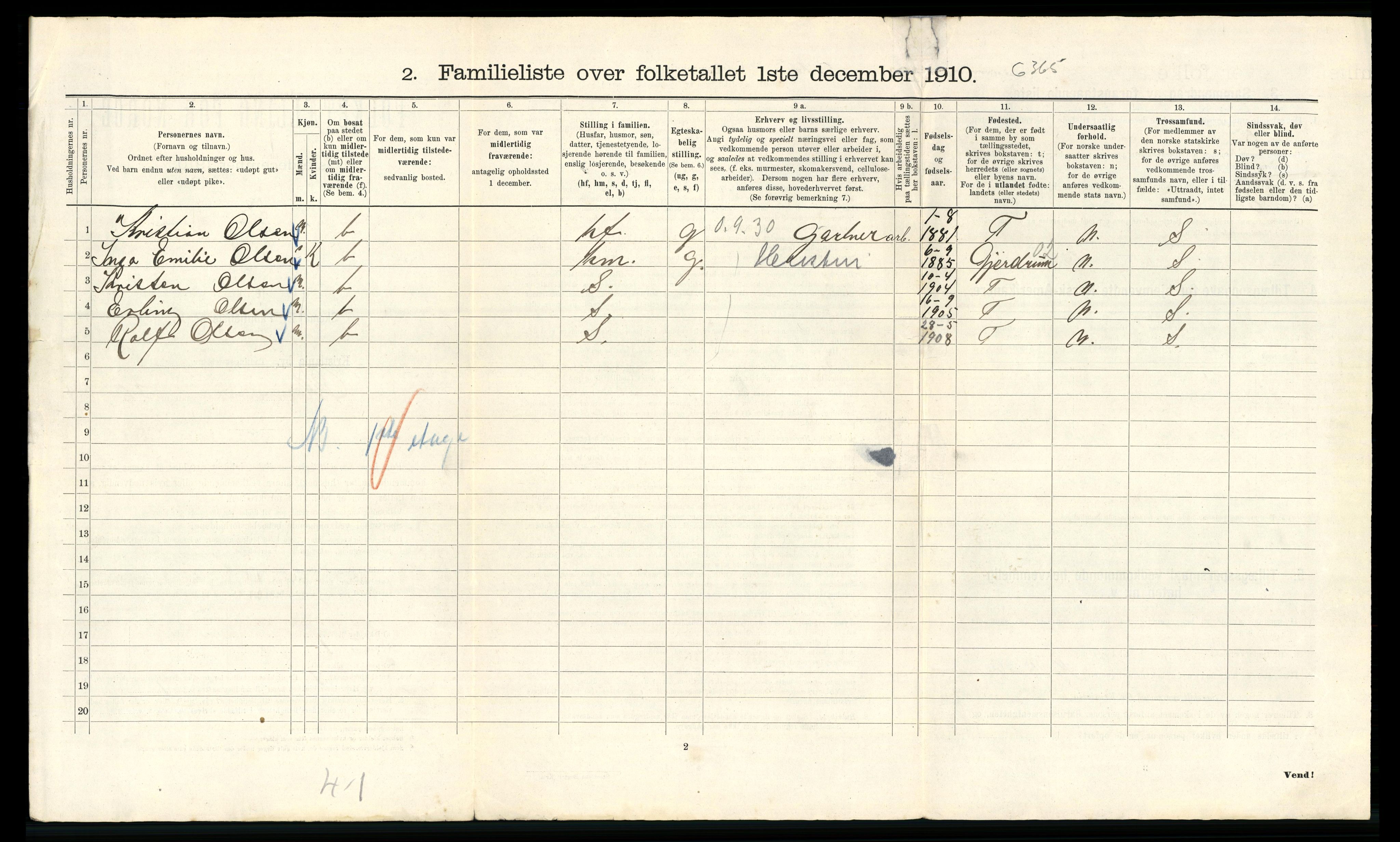 RA, 1910 census for Kristiania, 1910, p. 124384