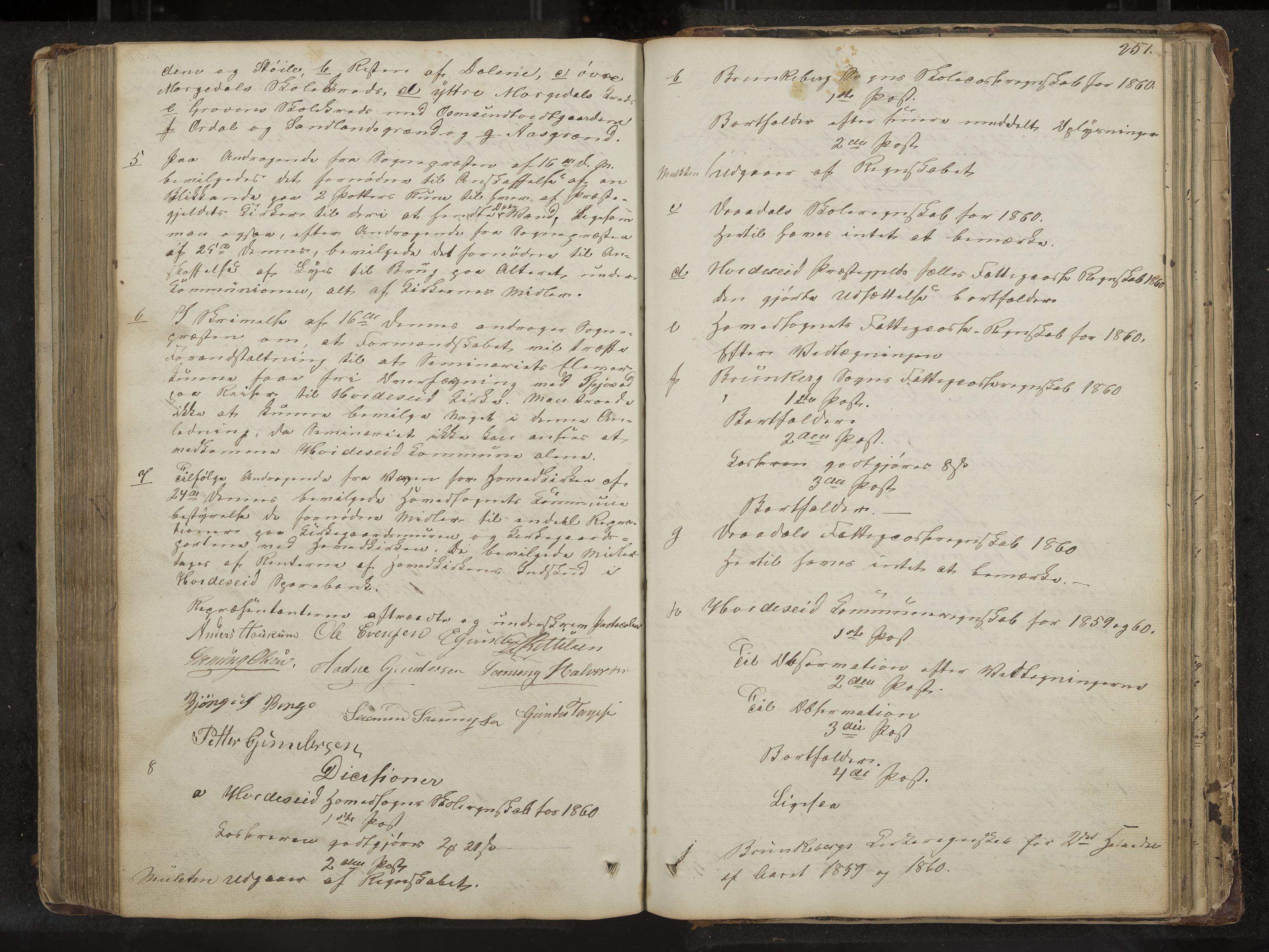 Kviteseid formannskap og sentraladministrasjon, IKAK/0829021/A/Aa/L0001: Møtebok med register, 1837-1866, p. 251