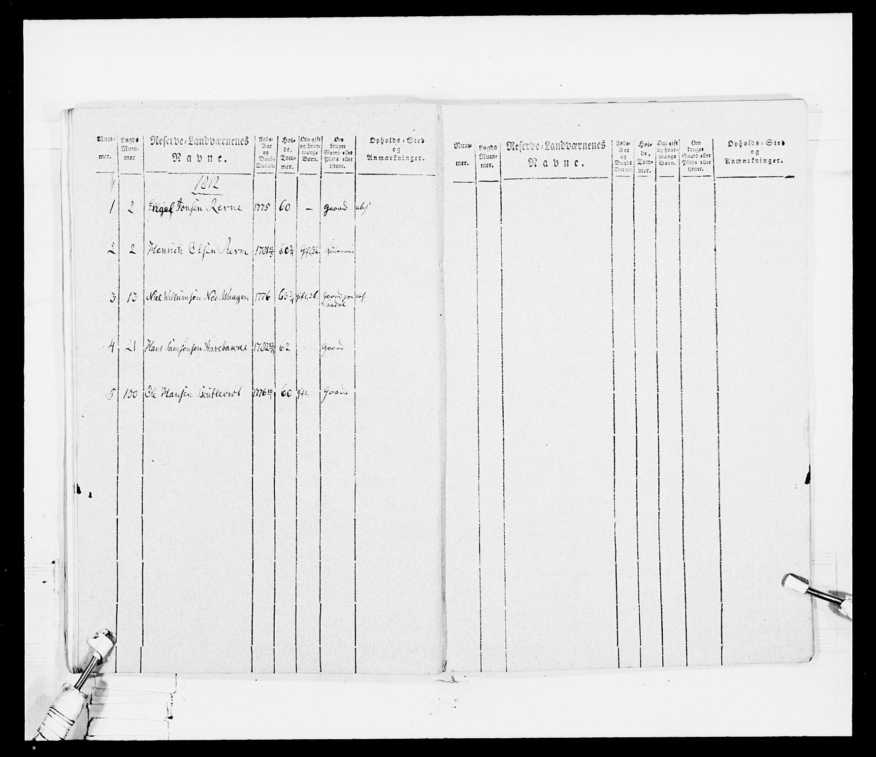 Generalitets- og kommissariatskollegiet, Det kongelige norske kommissariatskollegium, AV/RA-EA-5420/E/Eh/L0099: Bergenhusiske nasjonale infanteriregiment, 1812, p. 165