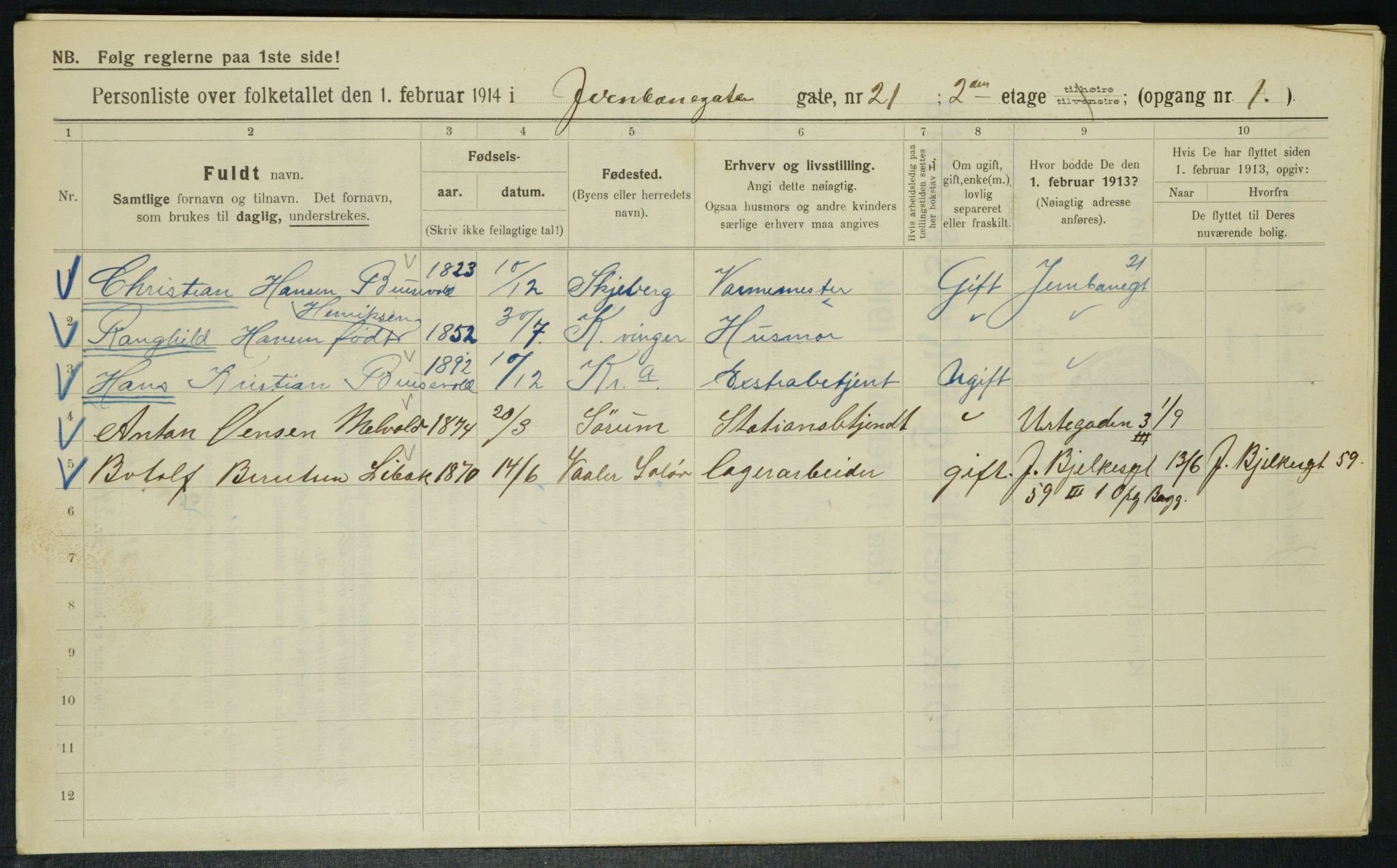 OBA, Municipal Census 1914 for Kristiania, 1914, p. 46892