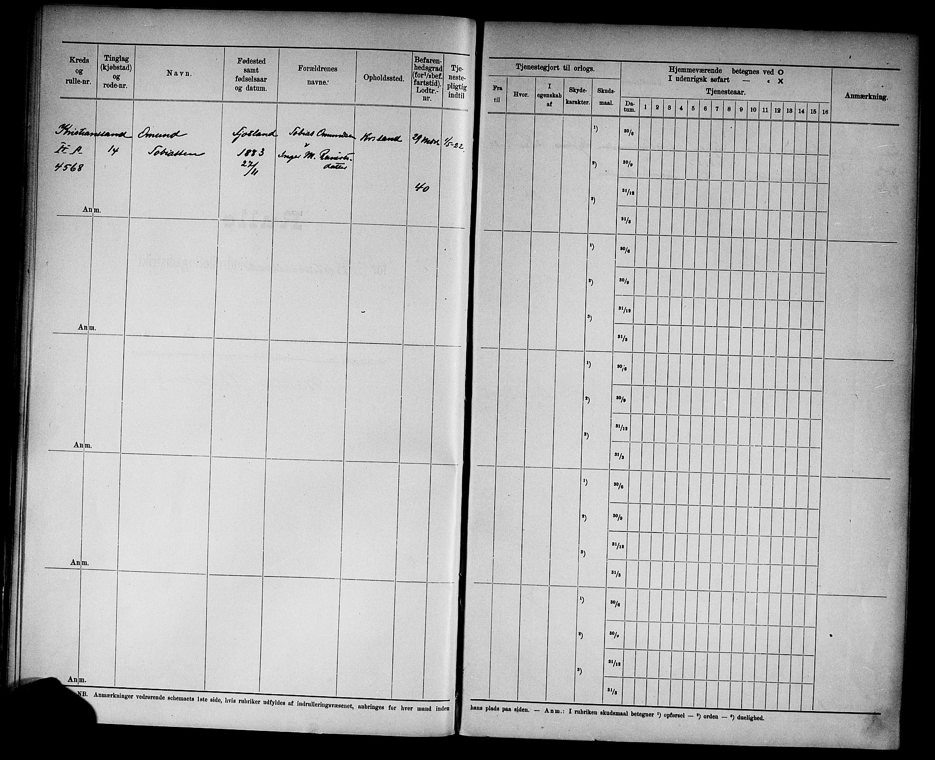 Kristiansand mønstringskrets, AV/SAK-2031-0015/F/Fd/L0008: Rulle sjøvernepliktige, C-8, 1906, p. 36