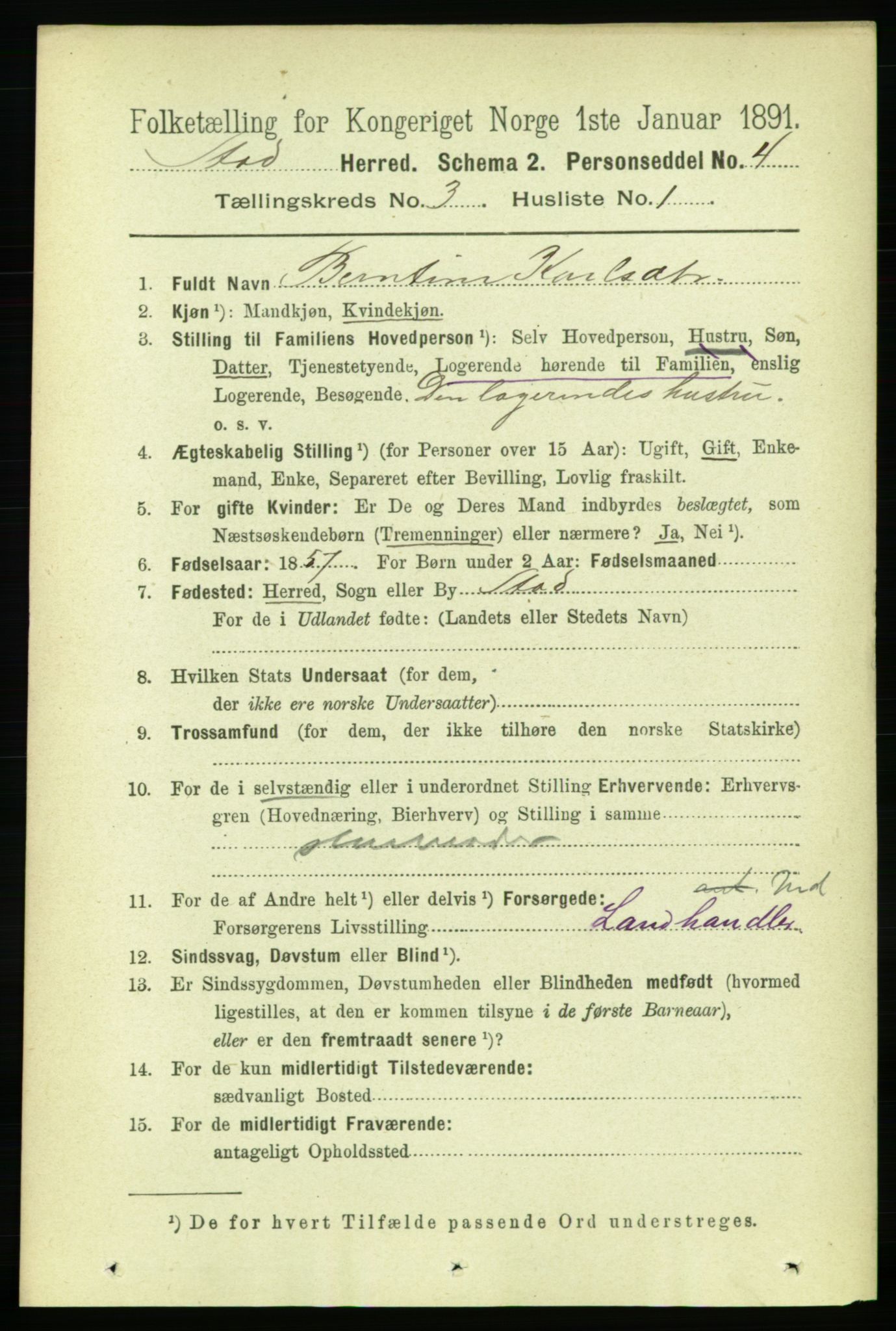 RA, 1891 census for 1734 Stod, 1891, p. 1321