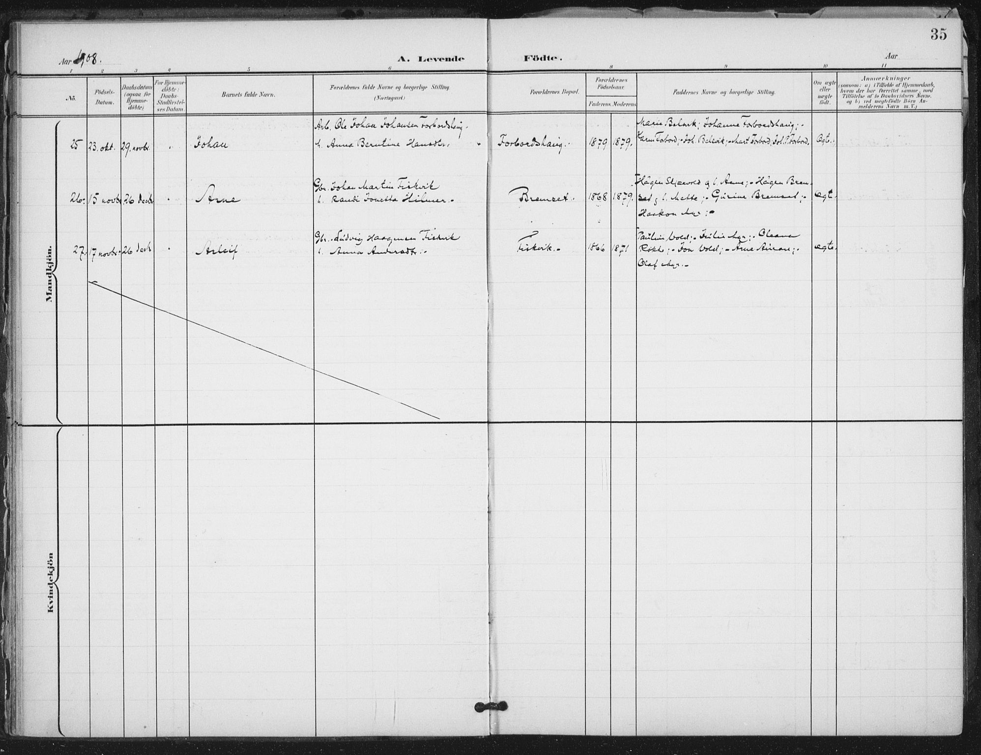 Ministerialprotokoller, klokkerbøker og fødselsregistre - Nord-Trøndelag, SAT/A-1458/712/L0101: Parish register (official) no. 712A02, 1901-1916, p. 35