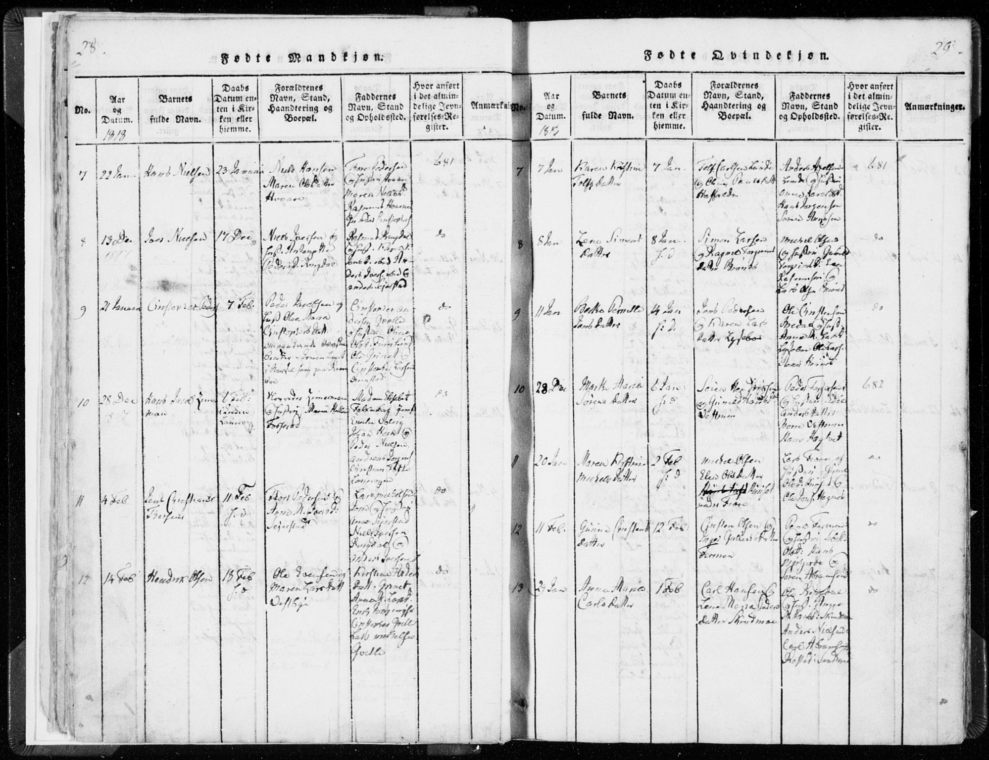 Hedrum kirkebøker, AV/SAKO-A-344/F/Fa/L0004: Parish register (official) no. I 4, 1817-1835, p. 28-29