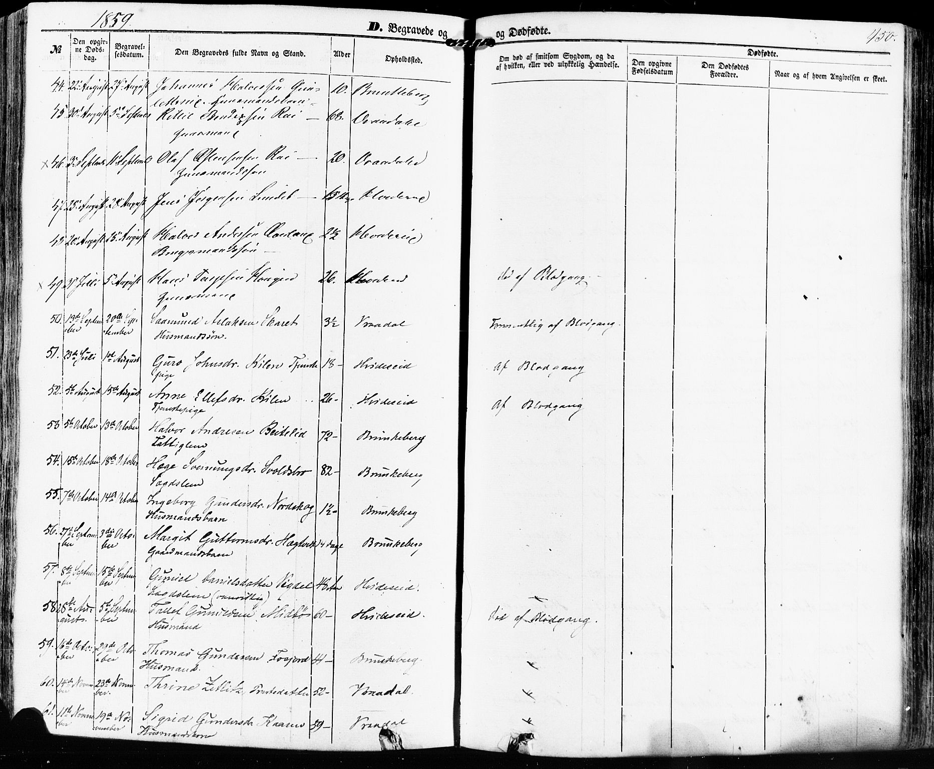 Kviteseid kirkebøker, SAKO/A-276/F/Fa/L0007: Parish register (official) no. I 7, 1859-1881, p. 450