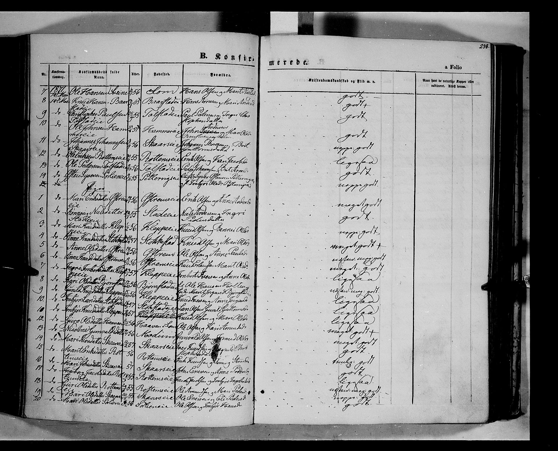 Vågå prestekontor, SAH/PREST-076/H/Ha/Haa/L0006: Parish register (official) no. 6 /1, 1856-1872, p. 238