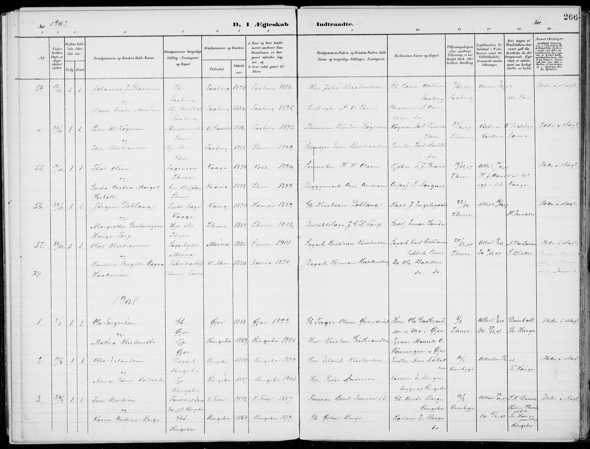 Lillehammer prestekontor, SAH/PREST-088/H/Ha/Haa/L0001: Parish register (official) no. 1, 1901-1916, p. 266