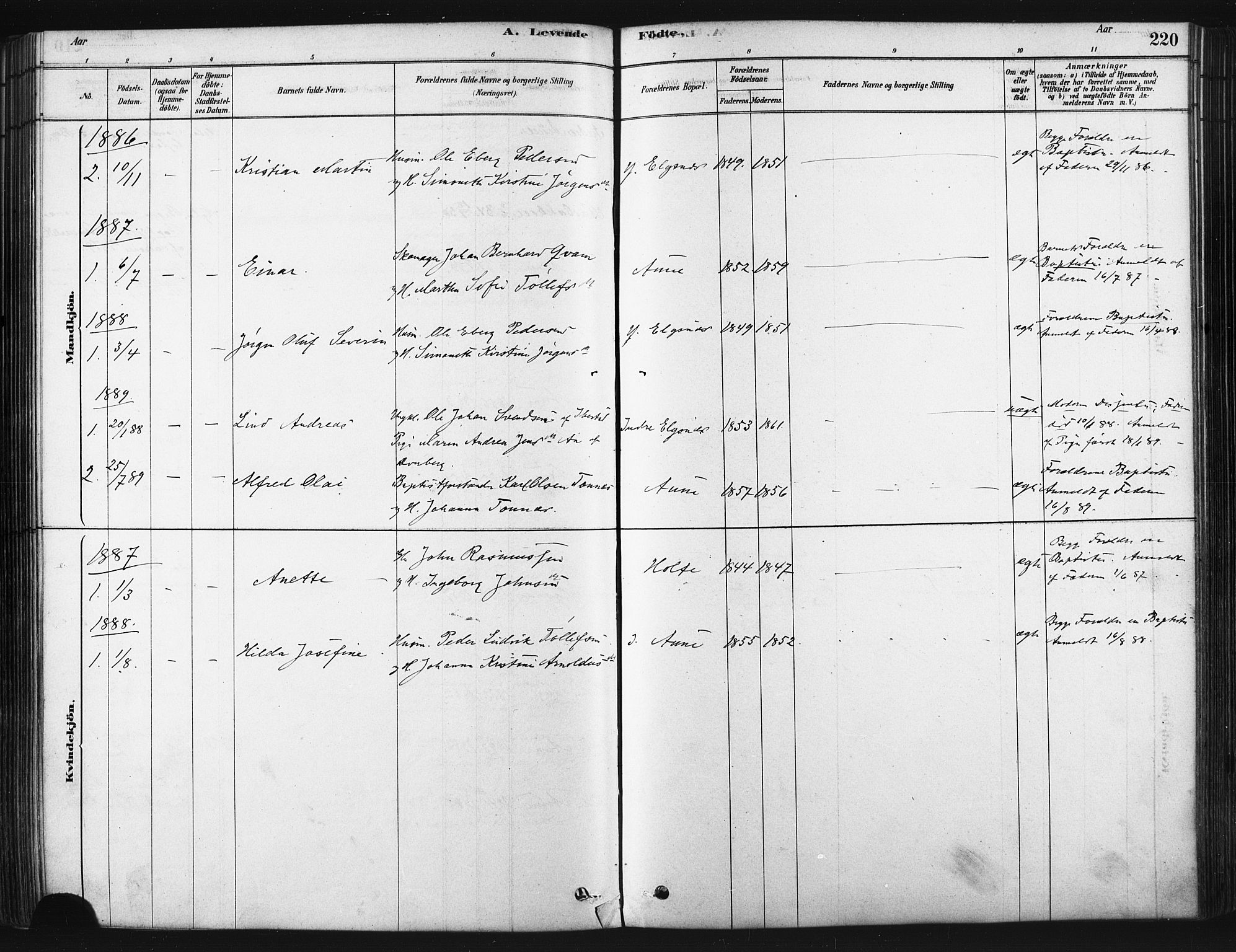 Trondenes sokneprestkontor, SATØ/S-1319/H/Ha/L0014kirke: Parish register (official) no. 14, 1878-1889, p. 220