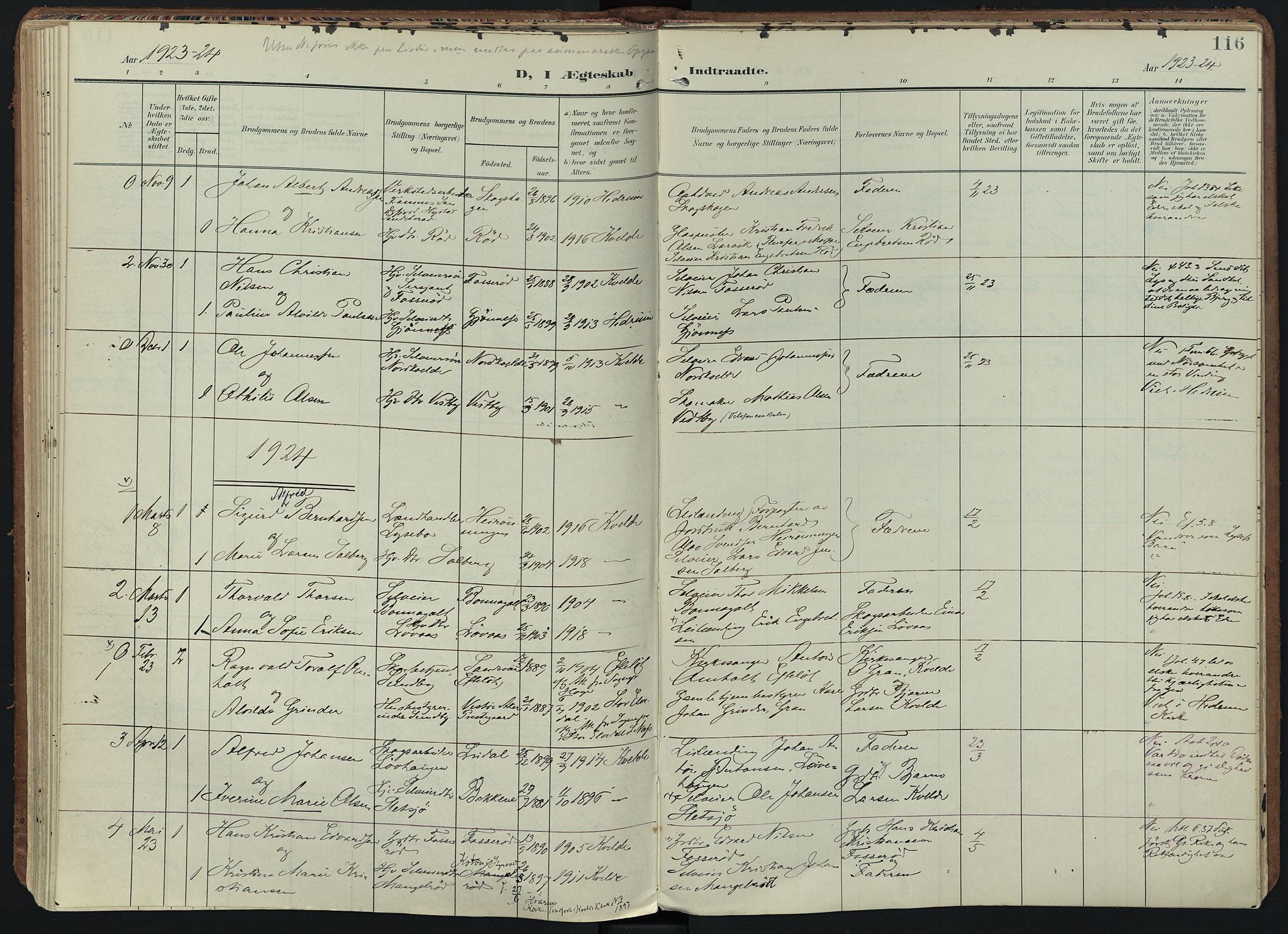 Hedrum kirkebøker, SAKO/A-344/F/Fb/L0002: Parish register (official) no. II 2, 1906-1924, p. 116