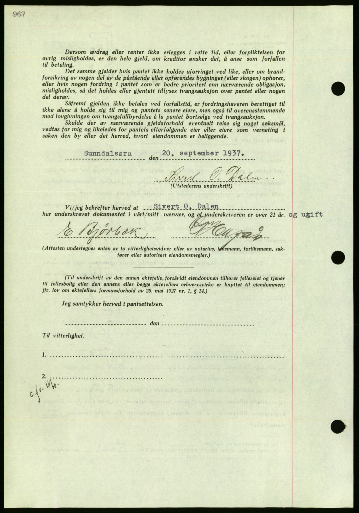 Nordmøre sorenskriveri, AV/SAT-A-4132/1/2/2Ca/L0091: Mortgage book no. B81, 1937-1937, Diary no: : 2316/1937