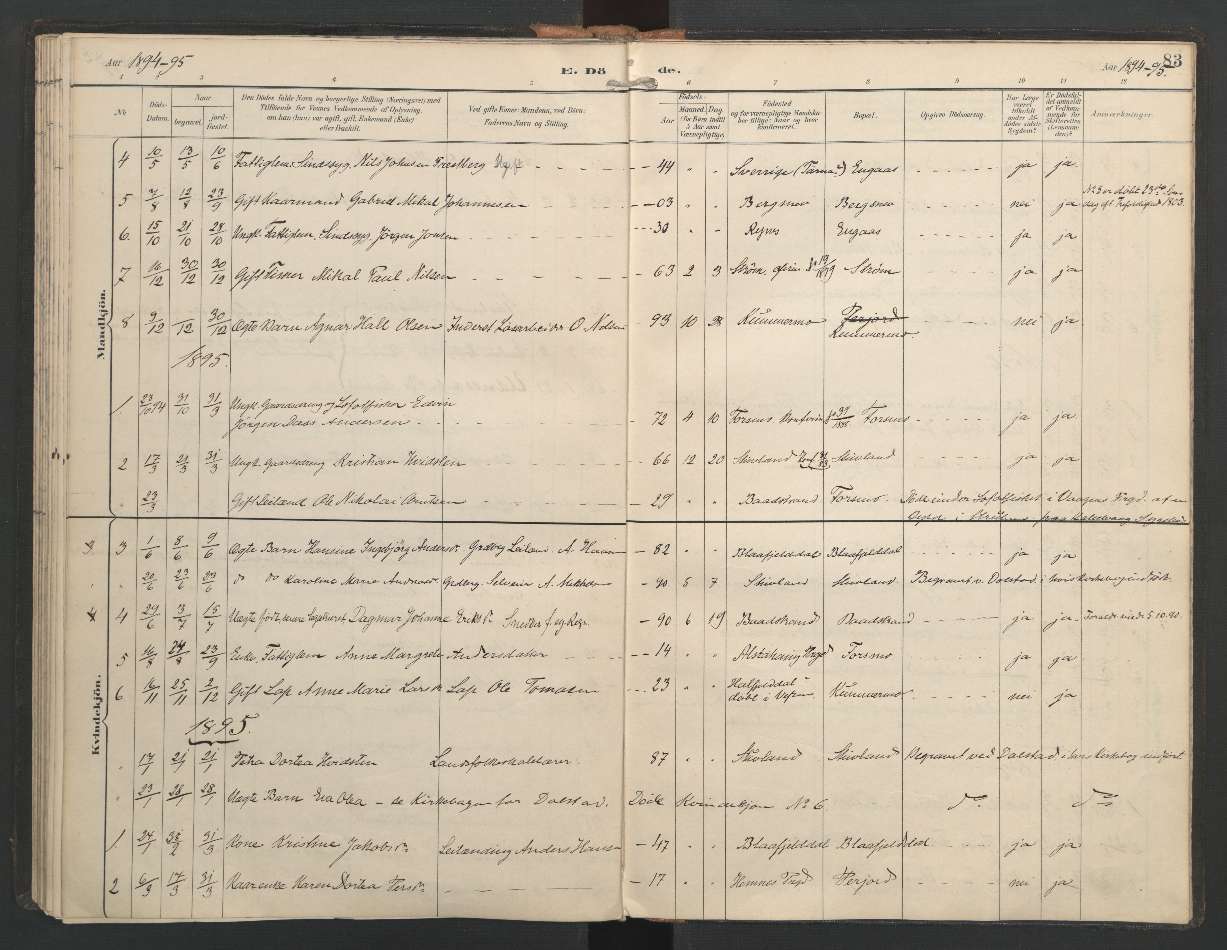 Ministerialprotokoller, klokkerbøker og fødselsregistre - Nordland, SAT/A-1459/821/L0317: Parish register (official) no. 821A01, 1892-1907, p. 83