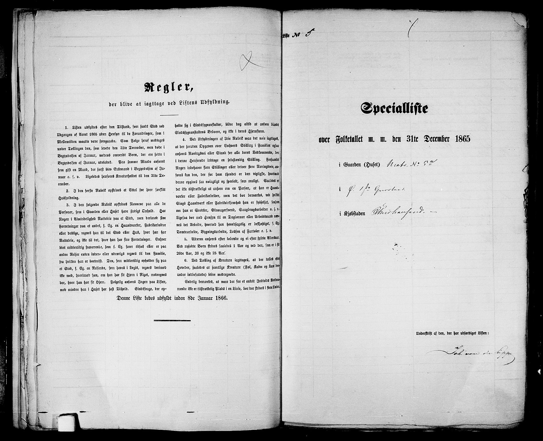 RA, 1865 census for Kristiansand, 1865, p. 23
