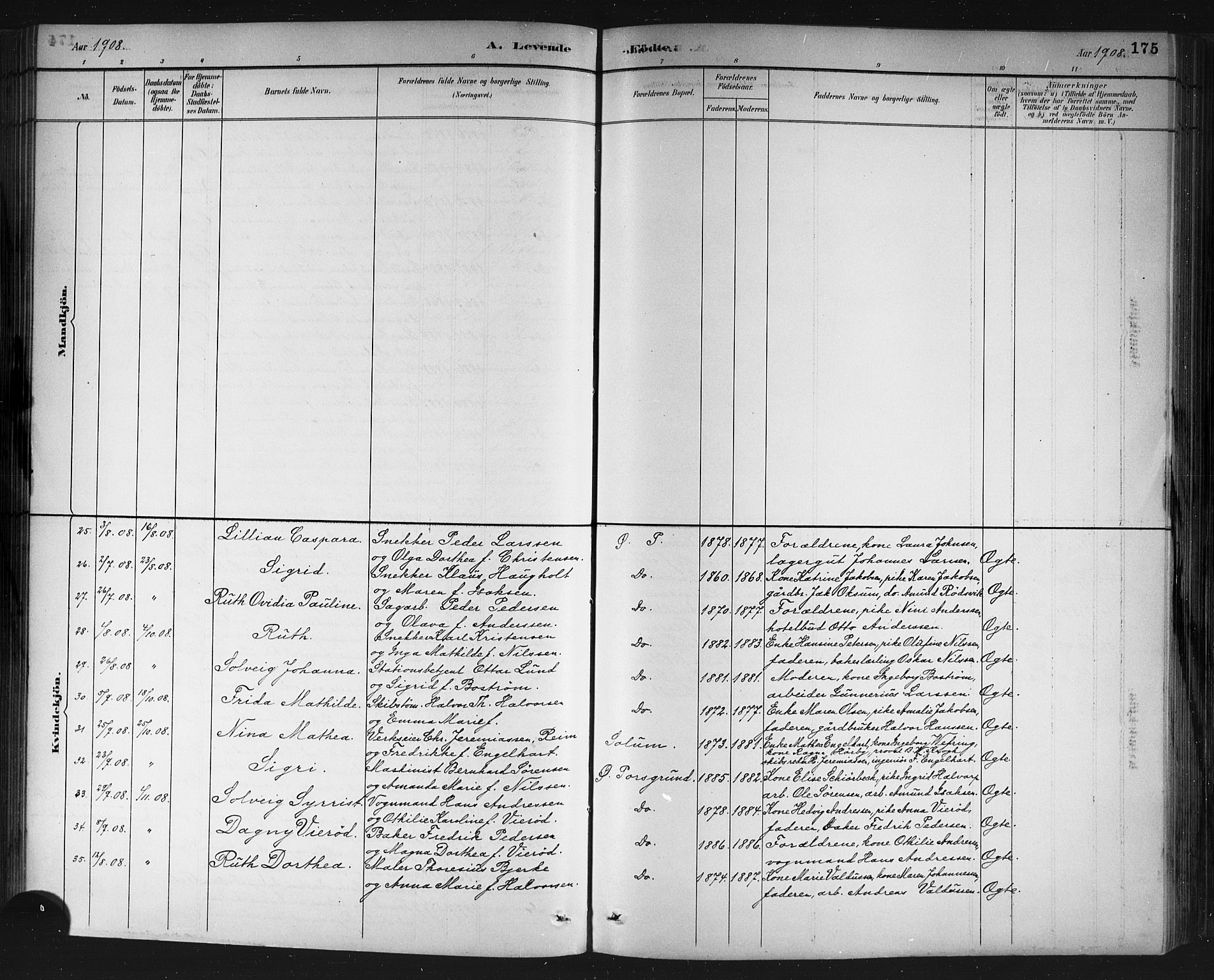 Porsgrunn kirkebøker , SAKO/A-104/G/Gb/L0005: Parish register (copy) no. II 5, 1883-1915, p. 175