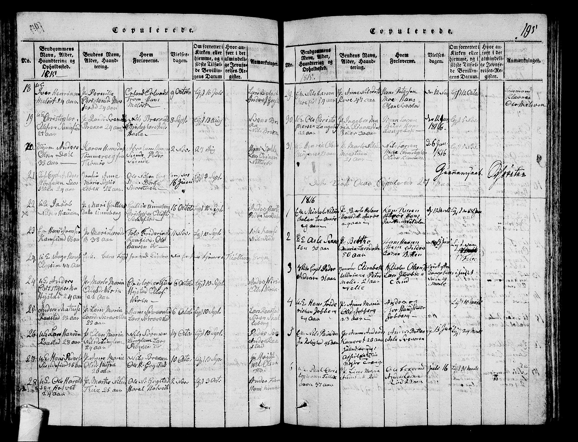 Sandar kirkebøker, SAKO/A-243/G/Ga/L0001: Parish register (copy) no. 1, 1814-1835, p. 195