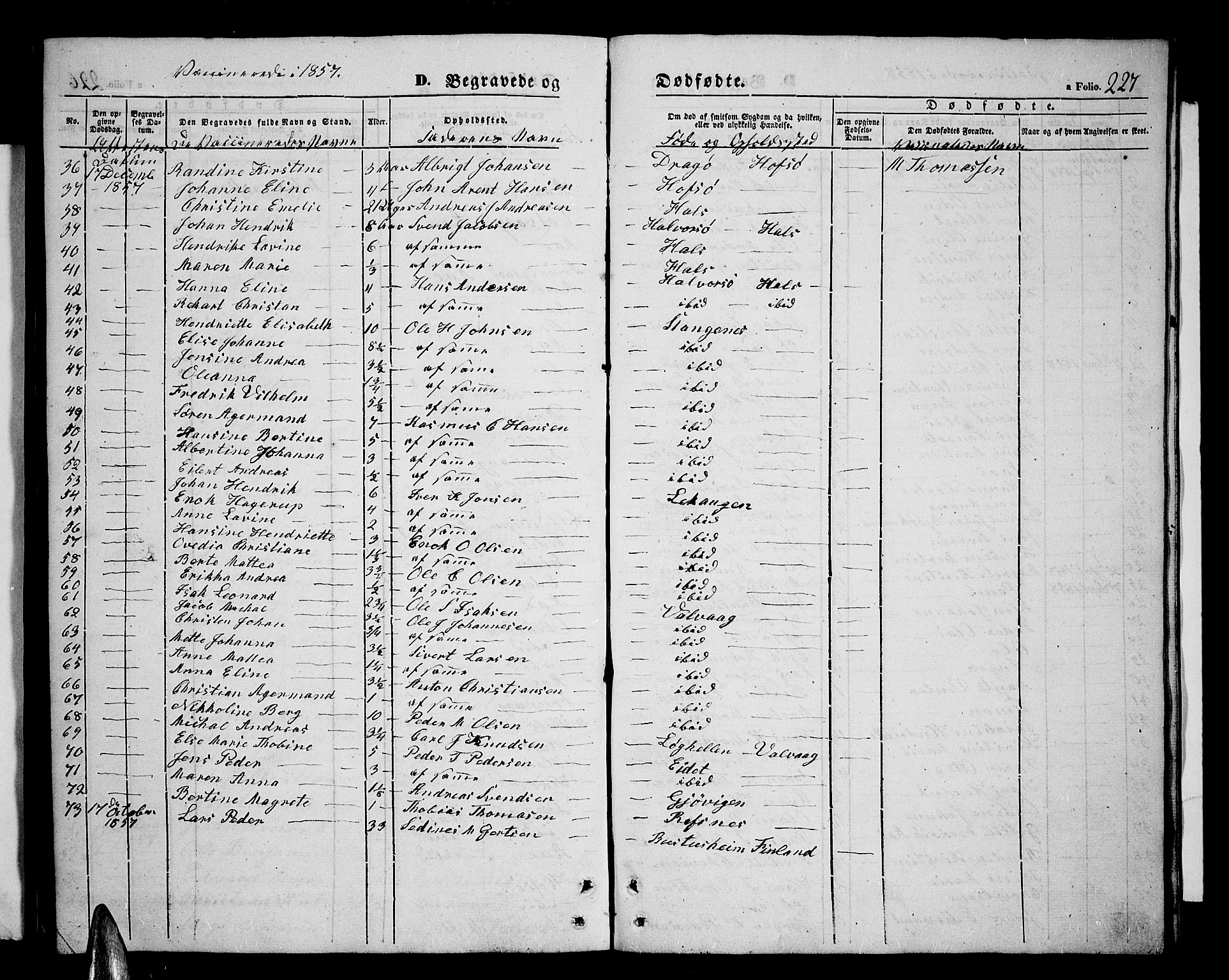 Tranøy sokneprestkontor, SATØ/S-1313/I/Ia/Iab/L0002klokker: Parish register (copy) no. 2, 1847-1860, p. 227