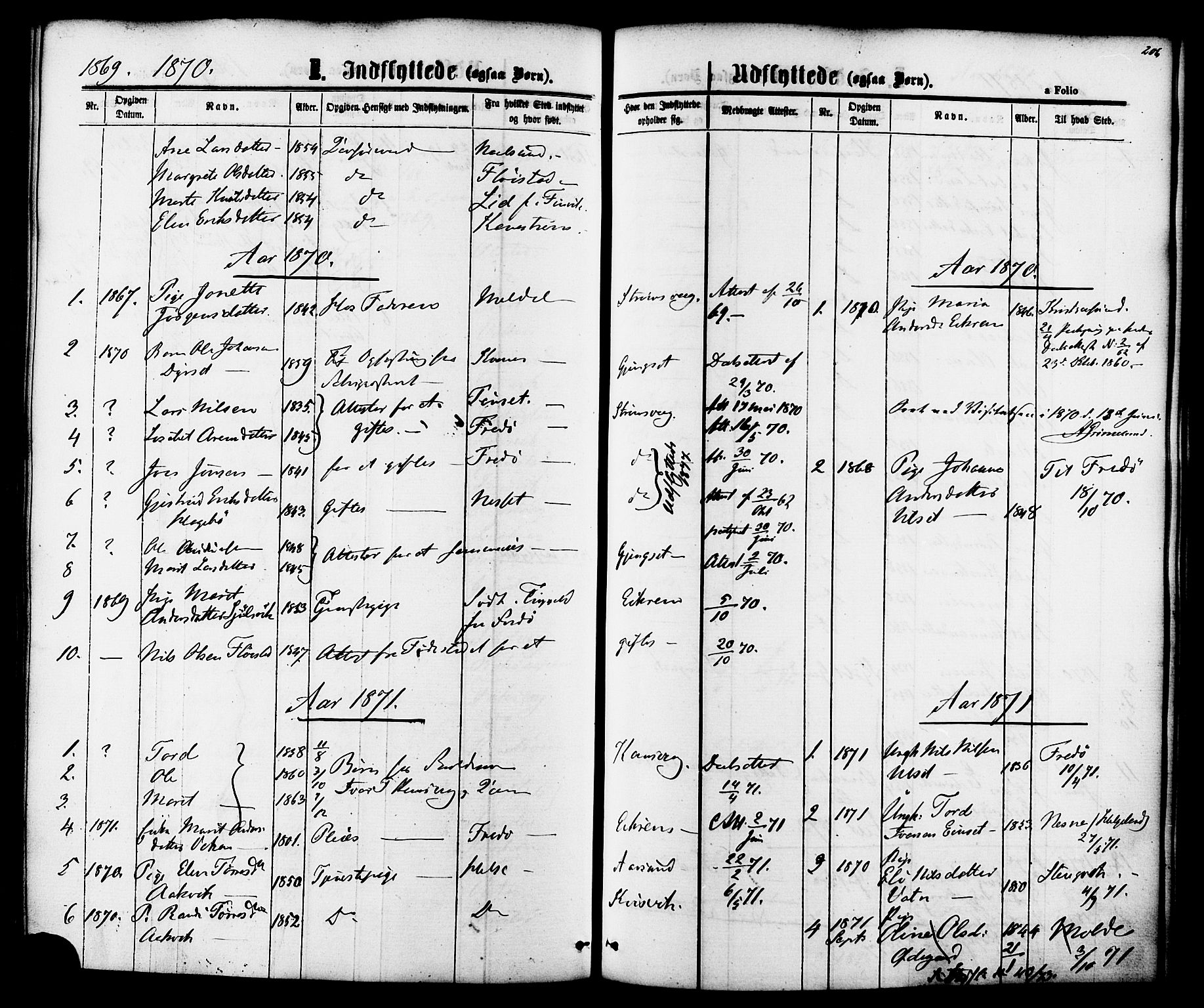 Ministerialprotokoller, klokkerbøker og fødselsregistre - Møre og Romsdal, AV/SAT-A-1454/587/L0999: Parish register (official) no. 587A01, 1864-1886, p. 206