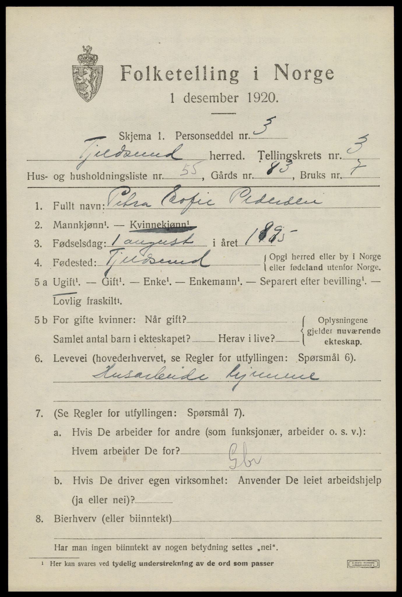 SAT, 1920 census for Tjeldsund, 1920, p. 2282