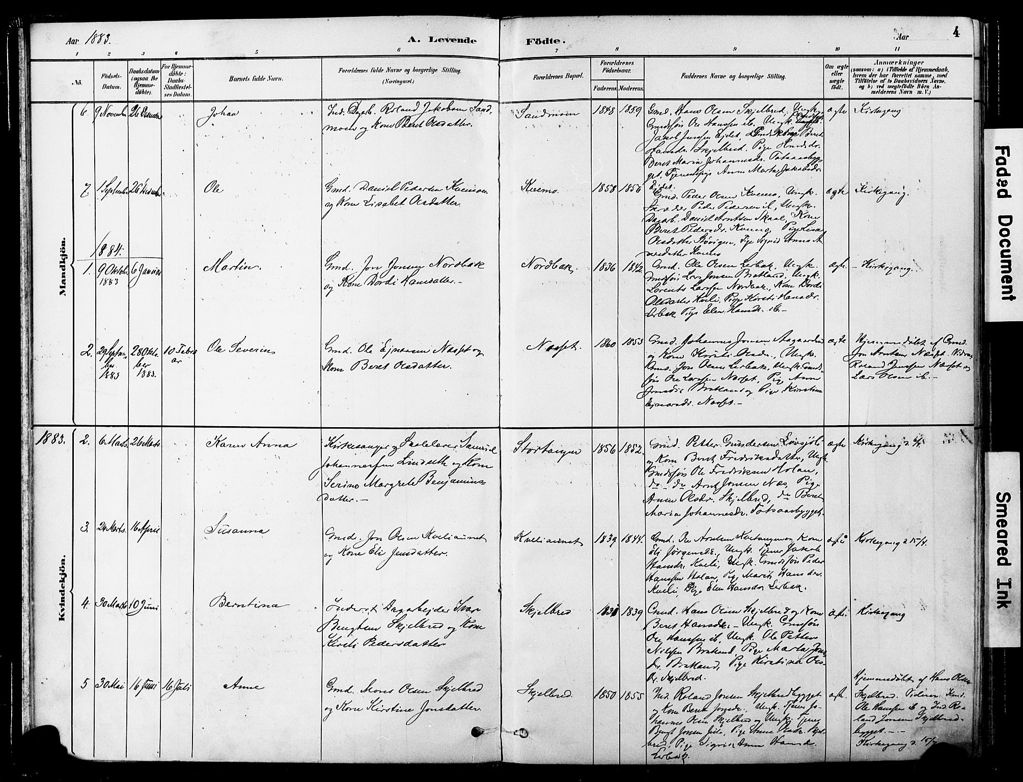 Ministerialprotokoller, klokkerbøker og fødselsregistre - Nord-Trøndelag, SAT/A-1458/755/L0494: Parish register (official) no. 755A03, 1882-1902, p. 4