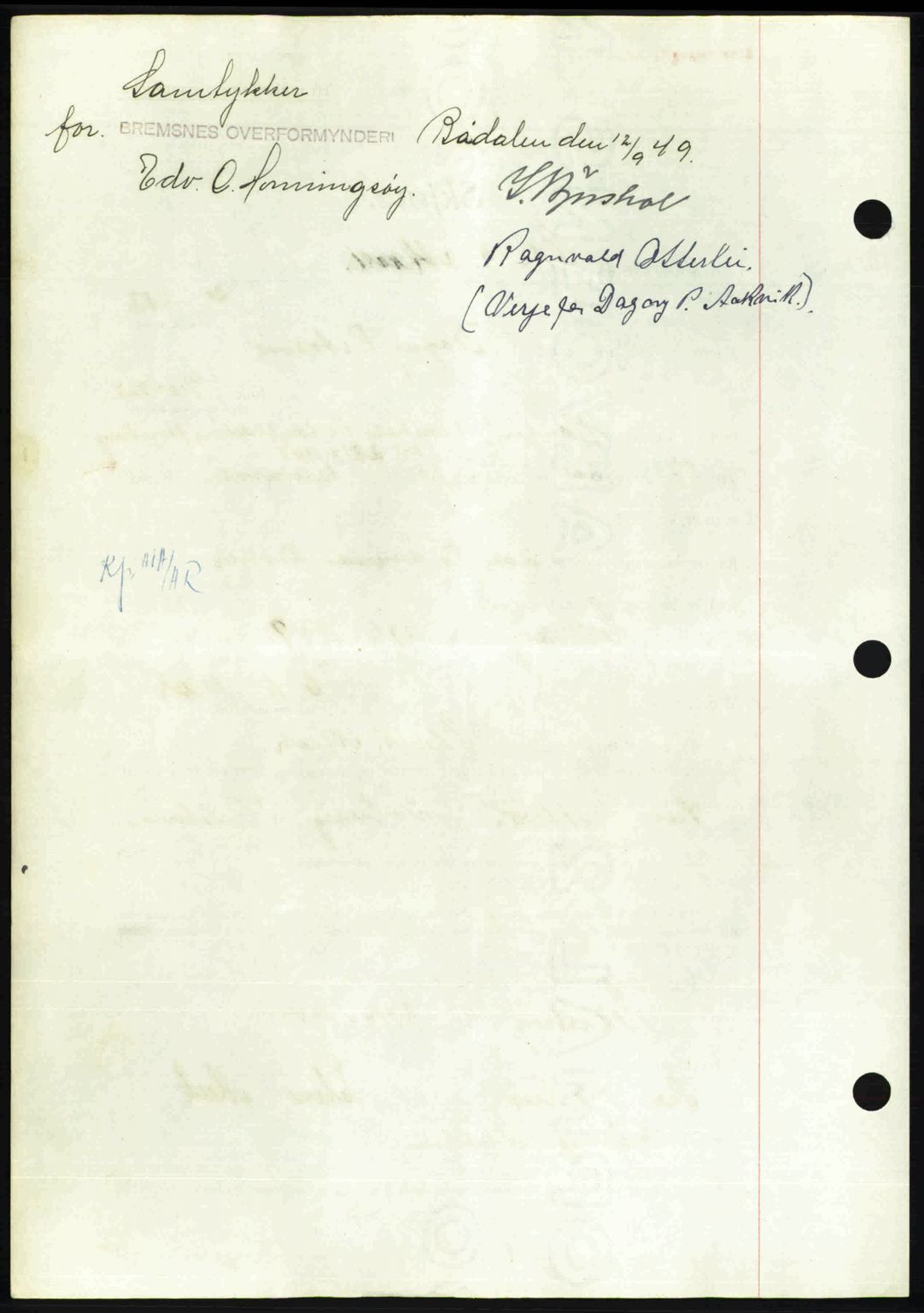 Nordmøre sorenskriveri, AV/SAT-A-4132/1/2/2Ca: Mortgage book no. A112, 1949-1949, Diary no: : 2610/1949