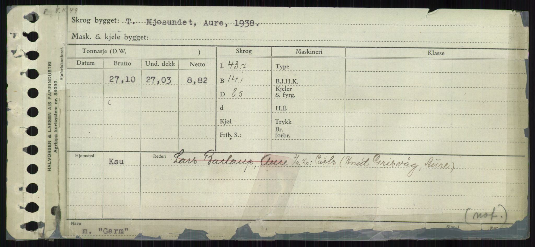 Sjøfartsdirektoratet med forløpere, Skipsmålingen, RA/S-1627/H/Ha/L0002/0002: Fartøy, Eik-Hill / Fartøy, G-Hill, p. 53