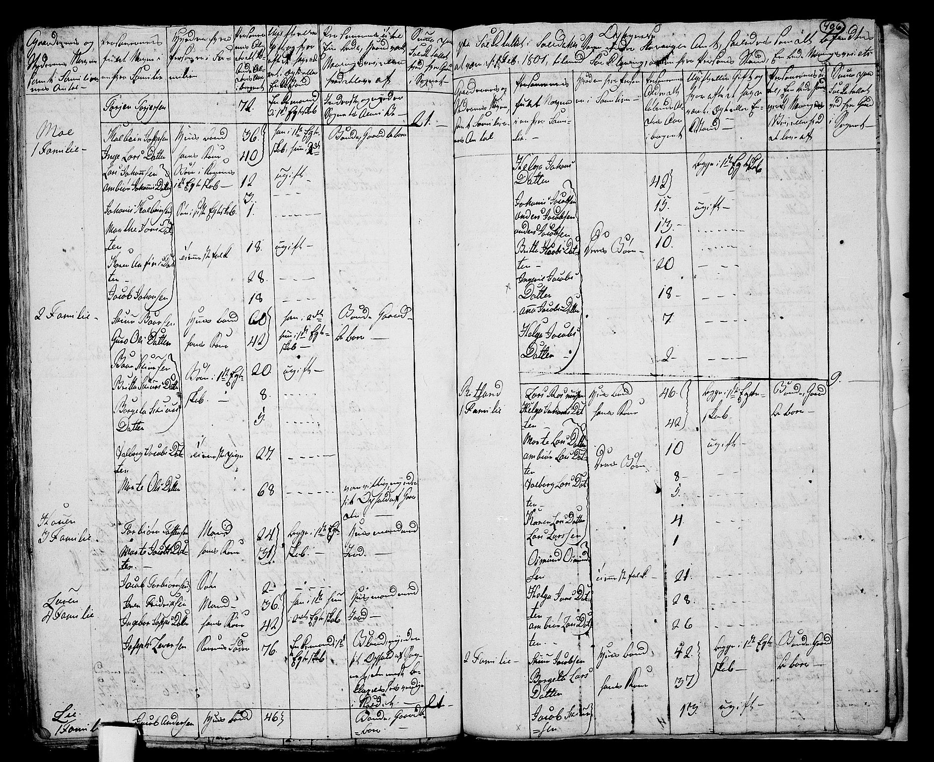 RA, 1801 census for 1134P Suldal, 1801, p. 405b-406a