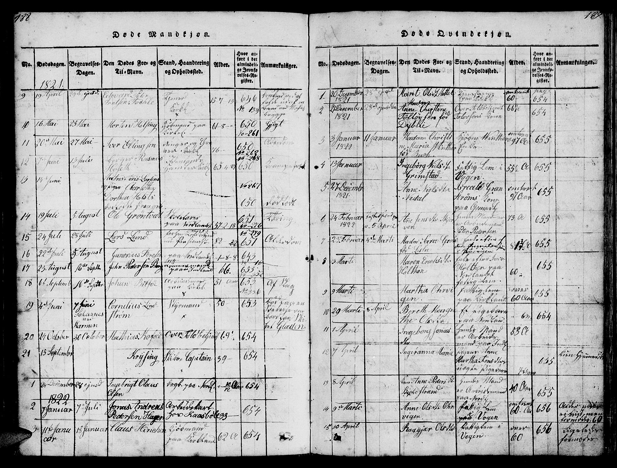 Ministerialprotokoller, klokkerbøker og fødselsregistre - Møre og Romsdal, SAT/A-1454/572/L0856: Parish register (copy) no. 572C01, 1819-1832, p. 188-189
