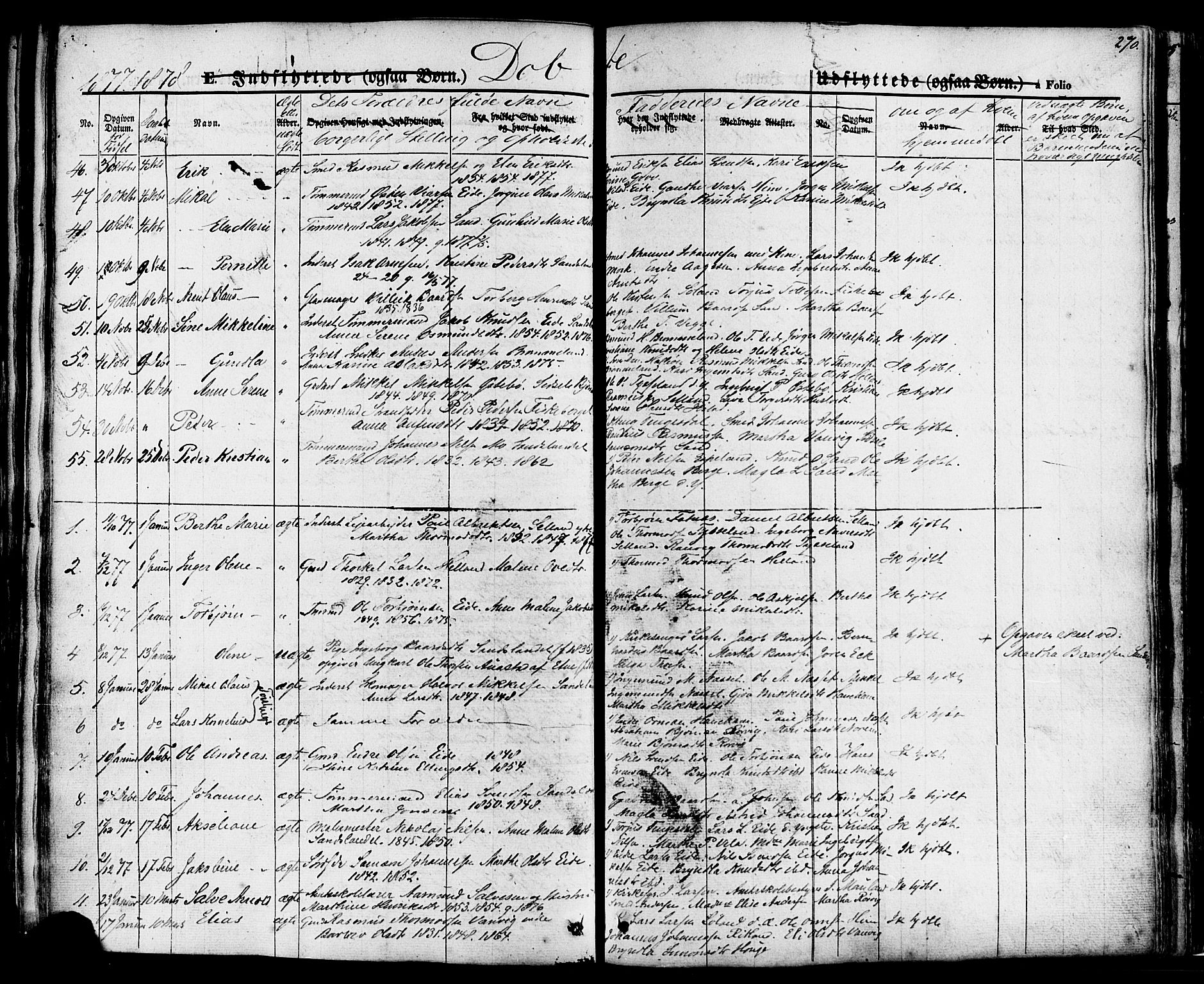 Sand sokneprestkontor, AV/SAST-A-101848/01/III/L0003: Parish register (official) no. A 3, 1854-1879, p. 270