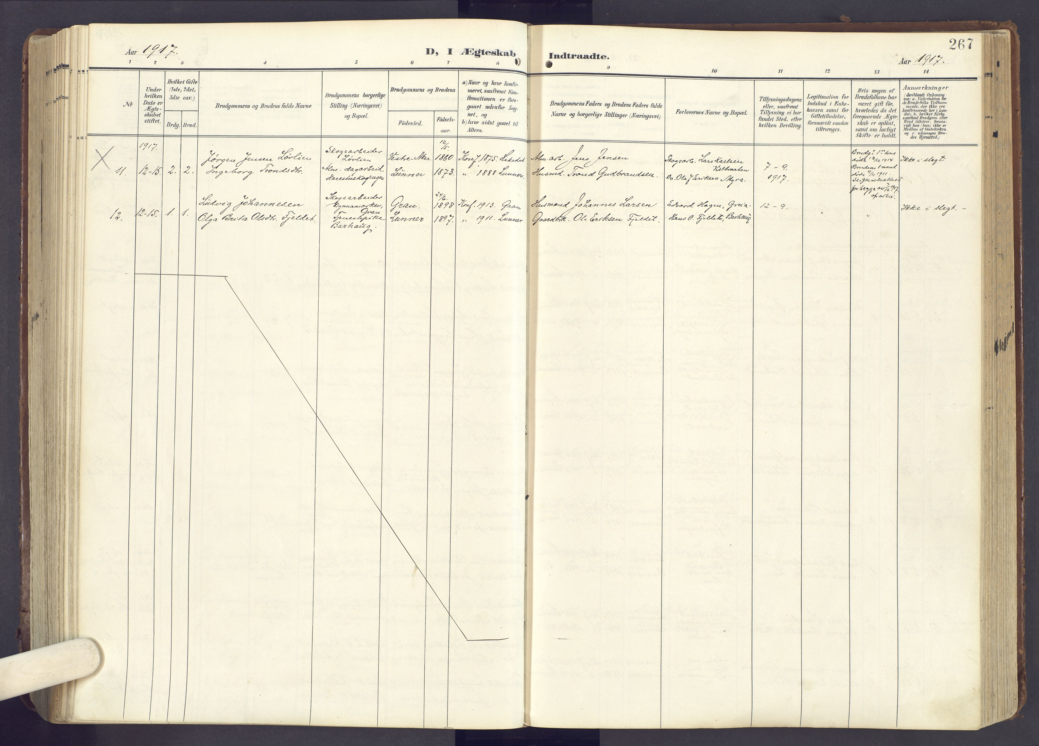 Lunner prestekontor, SAH/PREST-118/H/Ha/Haa/L0001: Parish register (official) no. 1, 1907-1922, p. 267