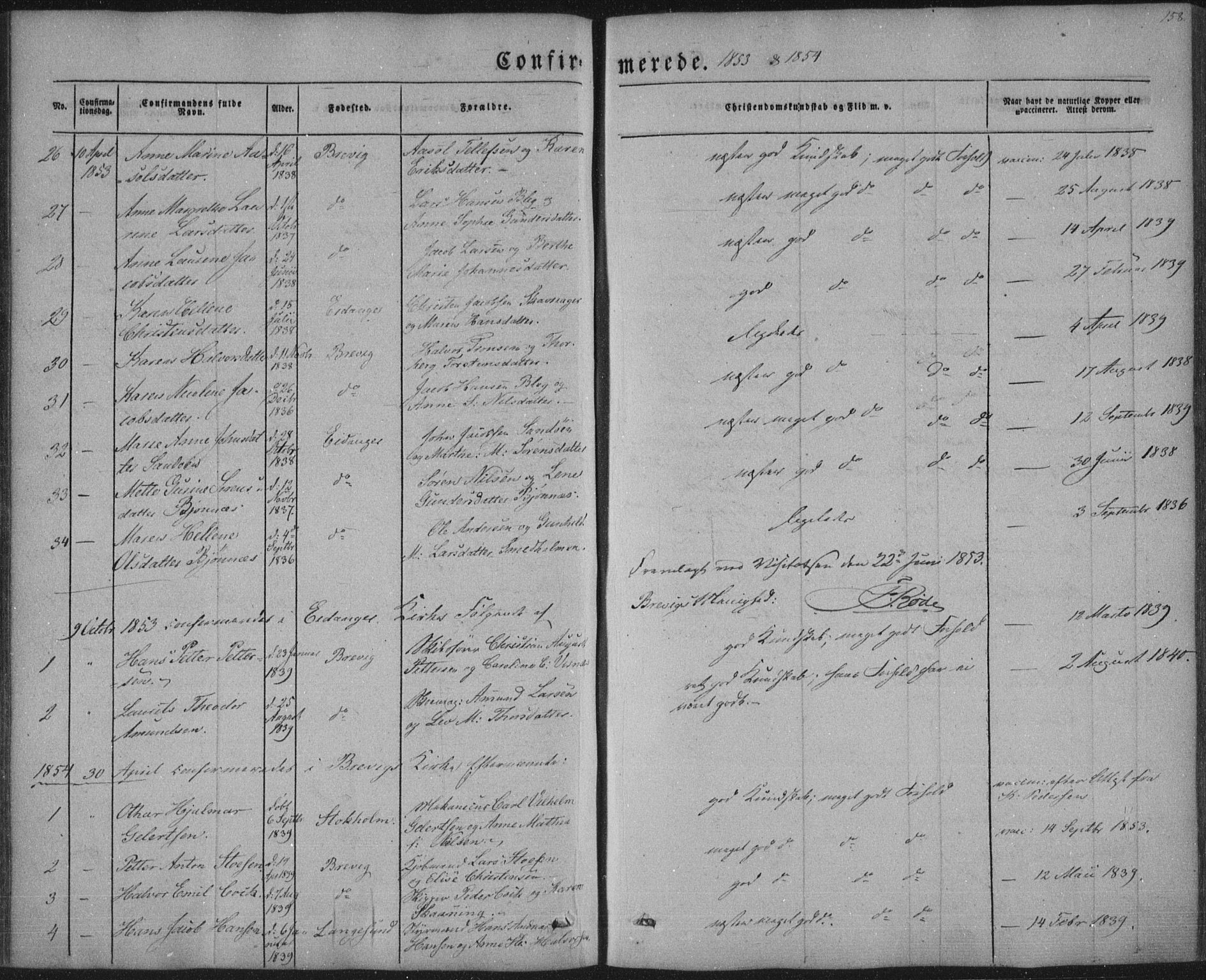 Brevik kirkebøker, SAKO/A-255/F/Fa/L0005: Parish register (official) no. 5, 1847-1865, p. 158