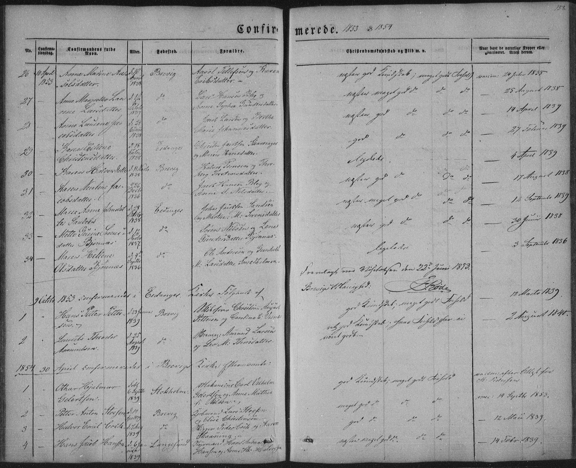 Brevik kirkebøker, AV/SAKO-A-255/F/Fa/L0005: Parish register (official) no. 5, 1847-1865, p. 158