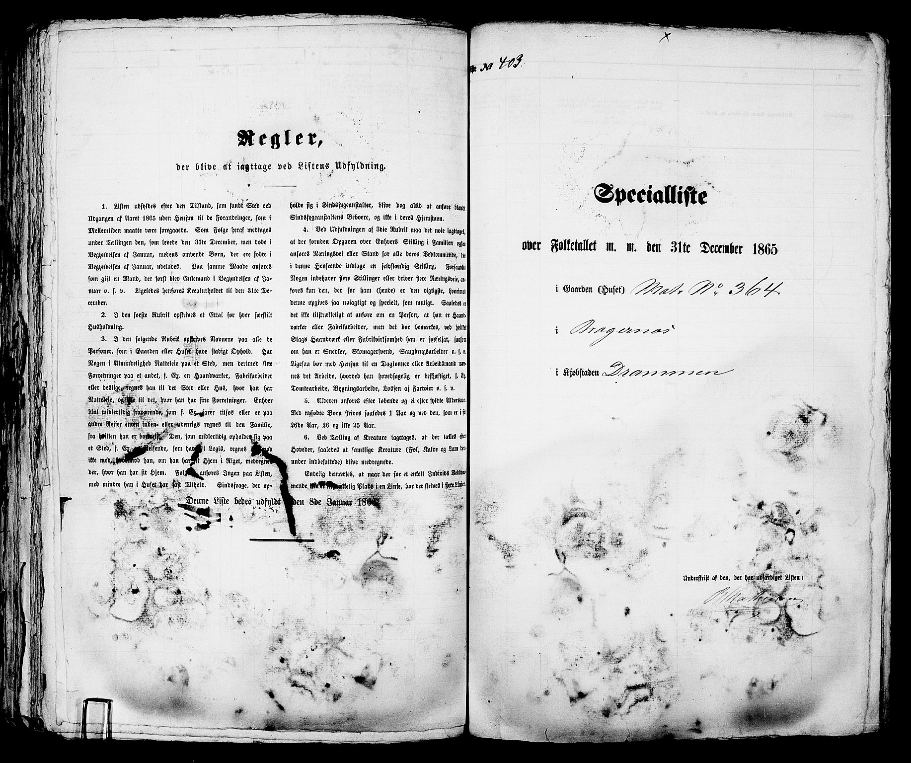 RA, 1865 census for Bragernes in Drammen, 1865, p. 848