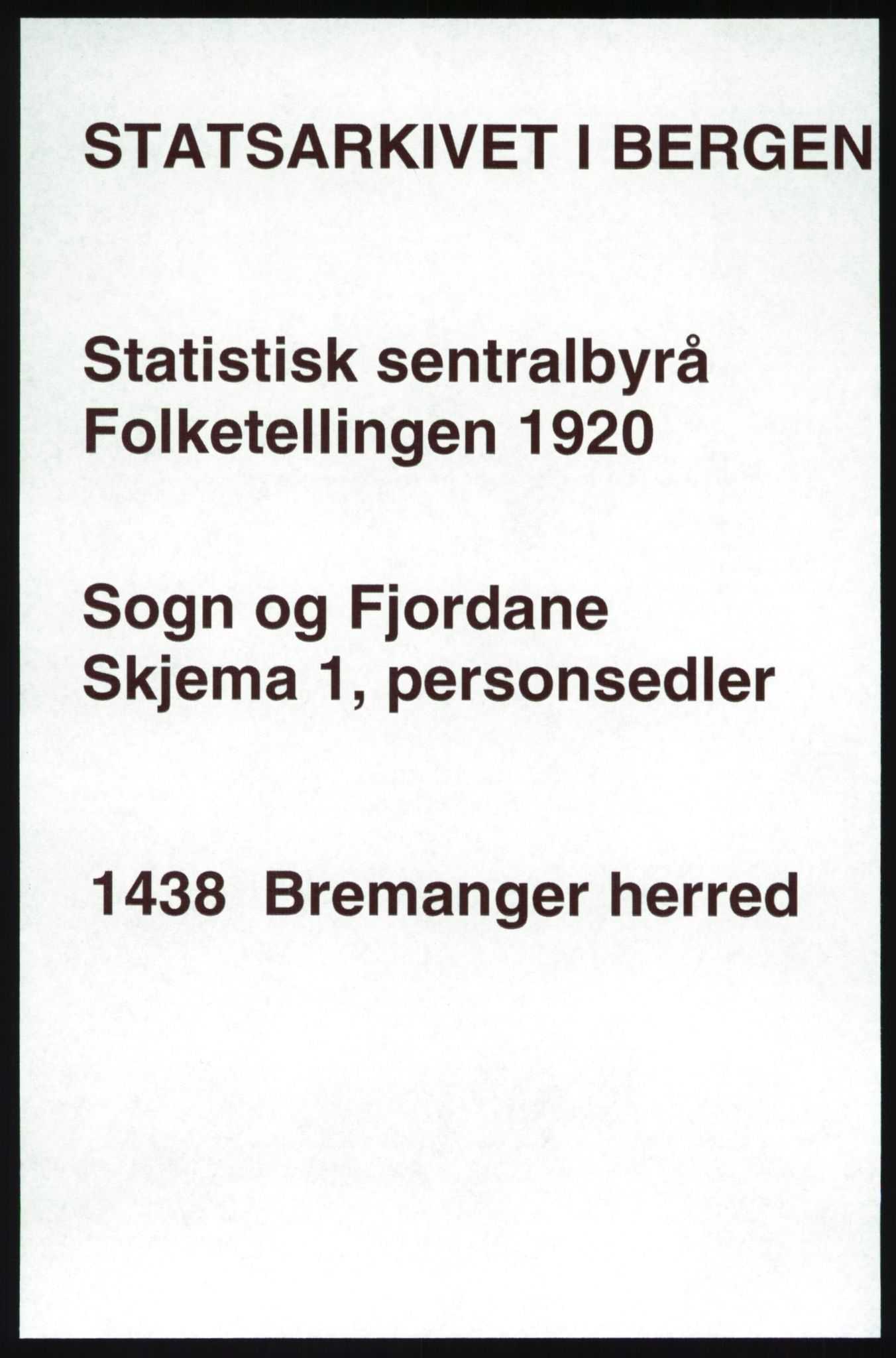 SAB, 1920 census for Bremanger, 1920, p. 978